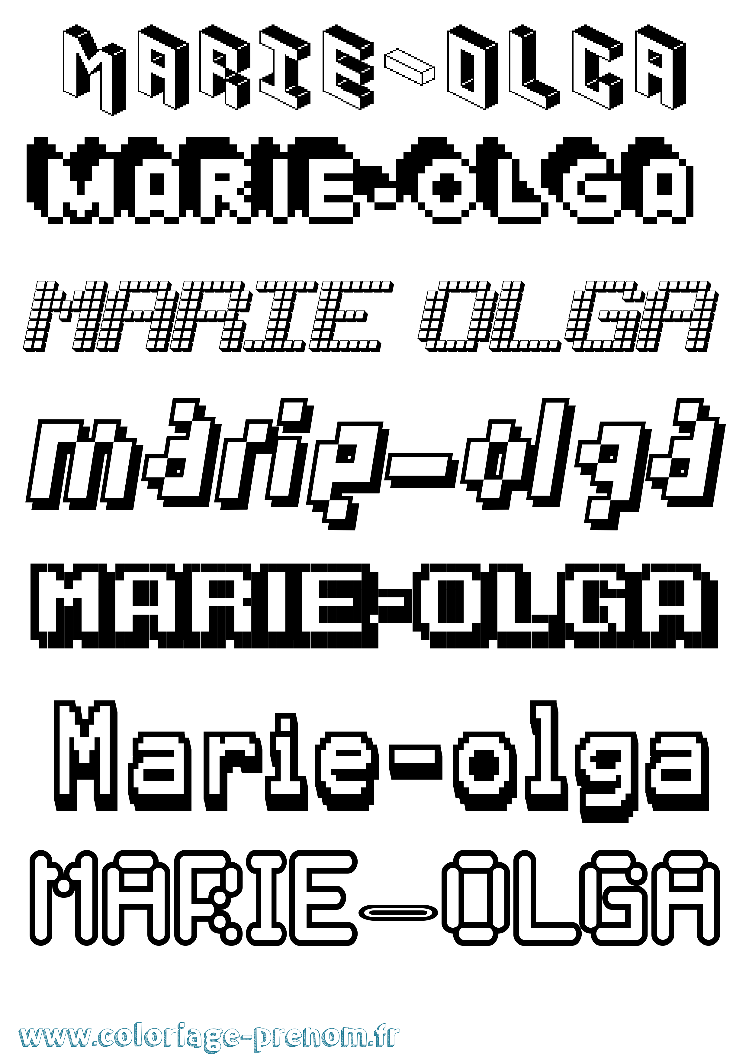 Coloriage Marie-Olga Pixel Coloriage prénom Marie-Olga Pixel