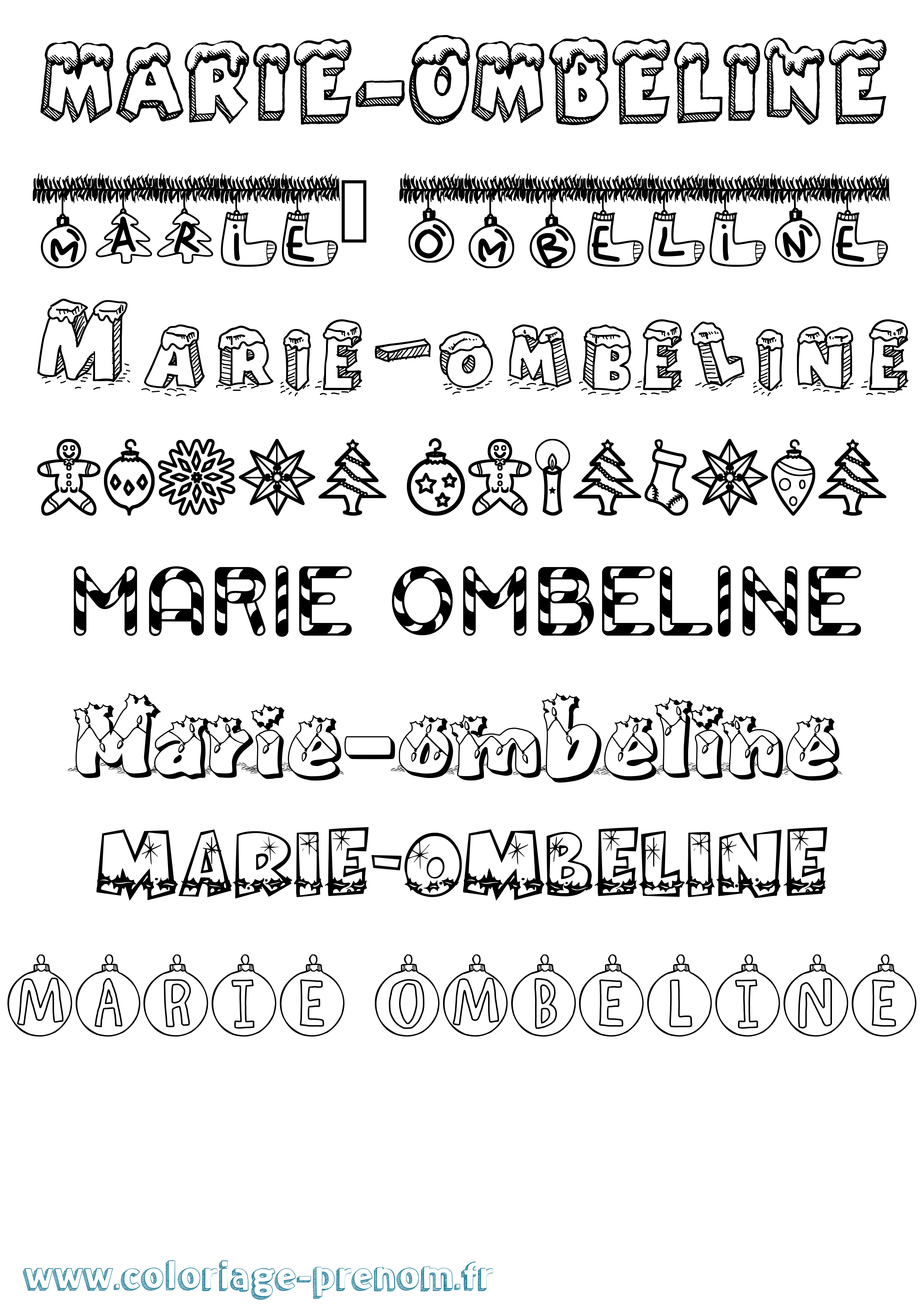 Coloriage Marie-Ombeline Noël Coloriage prénom Marie-Ombeline Noël