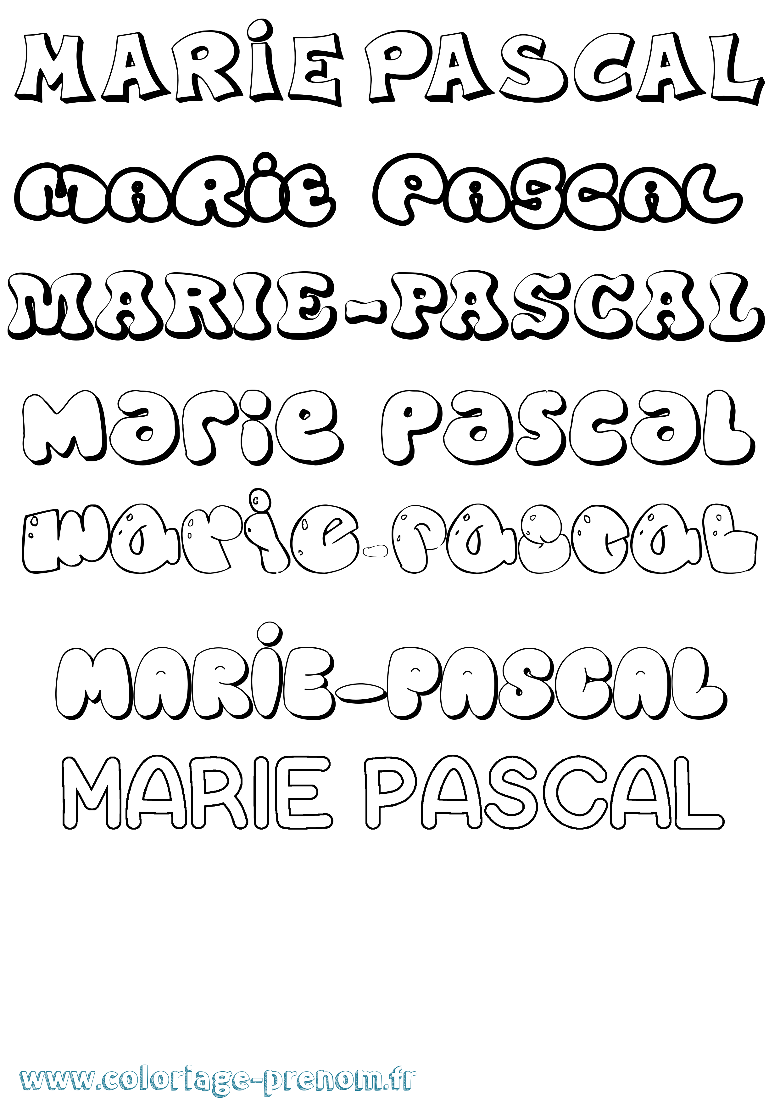 Coloriage Marie-Pascal Bubble Coloriage prénom Marie-Pascal Bubble