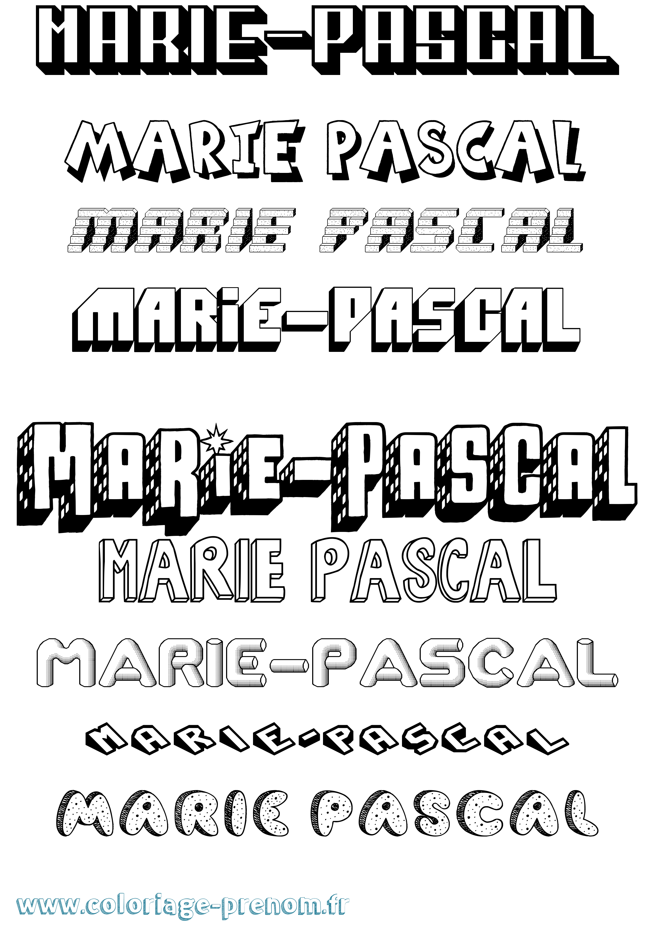 Coloriage Marie-Pascal Effet 3D Coloriage prénom Marie-Pascal Effet 3D