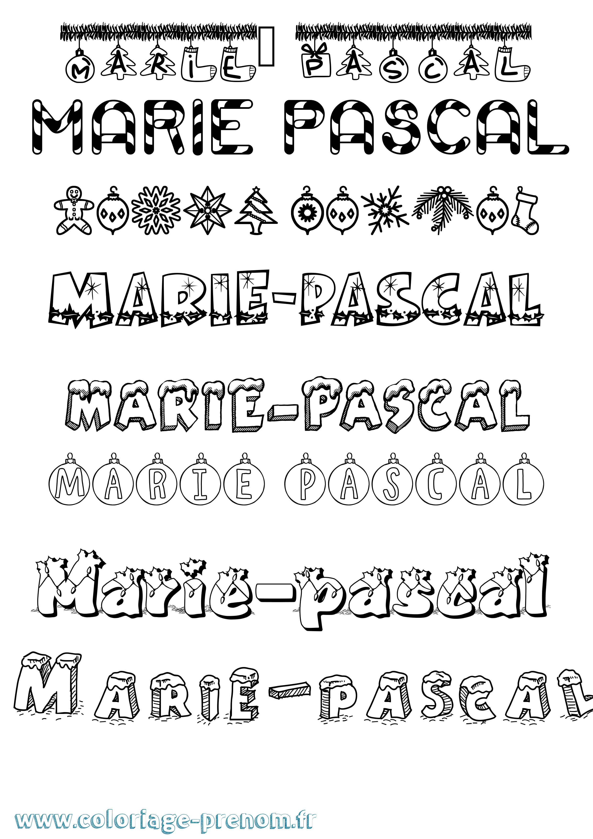 Coloriage Marie-Pascal Noël Coloriage prénom Marie-Pascal Noël