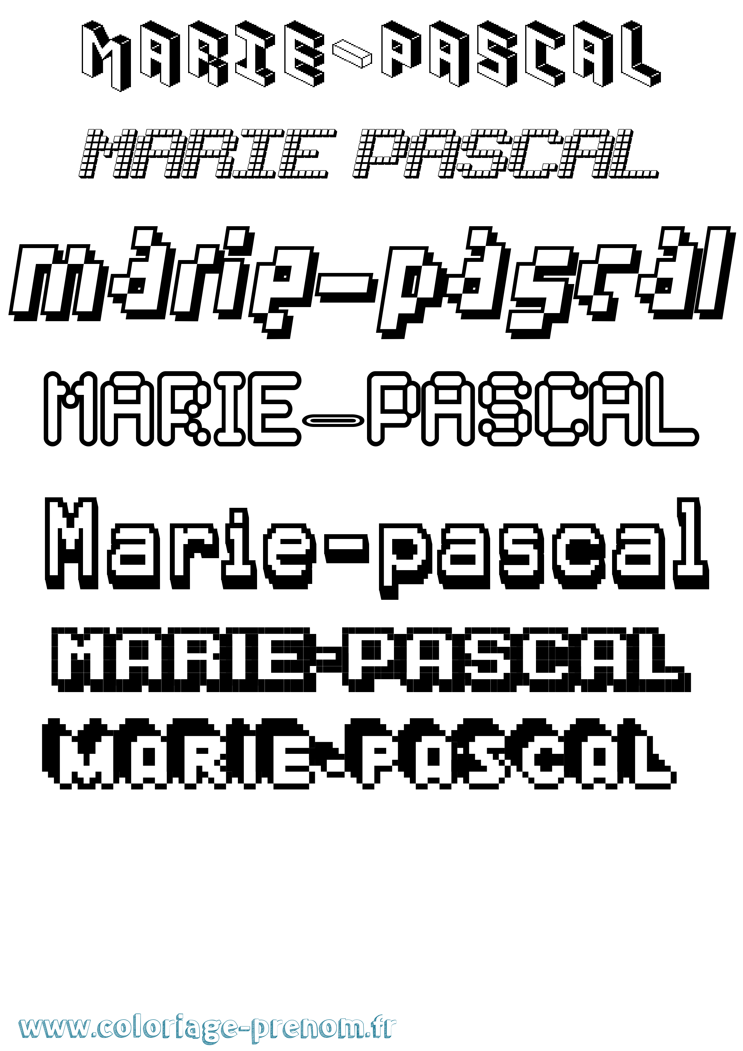 Coloriage Marie-Pascal Pixel Coloriage prénom Marie-Pascal Pixel