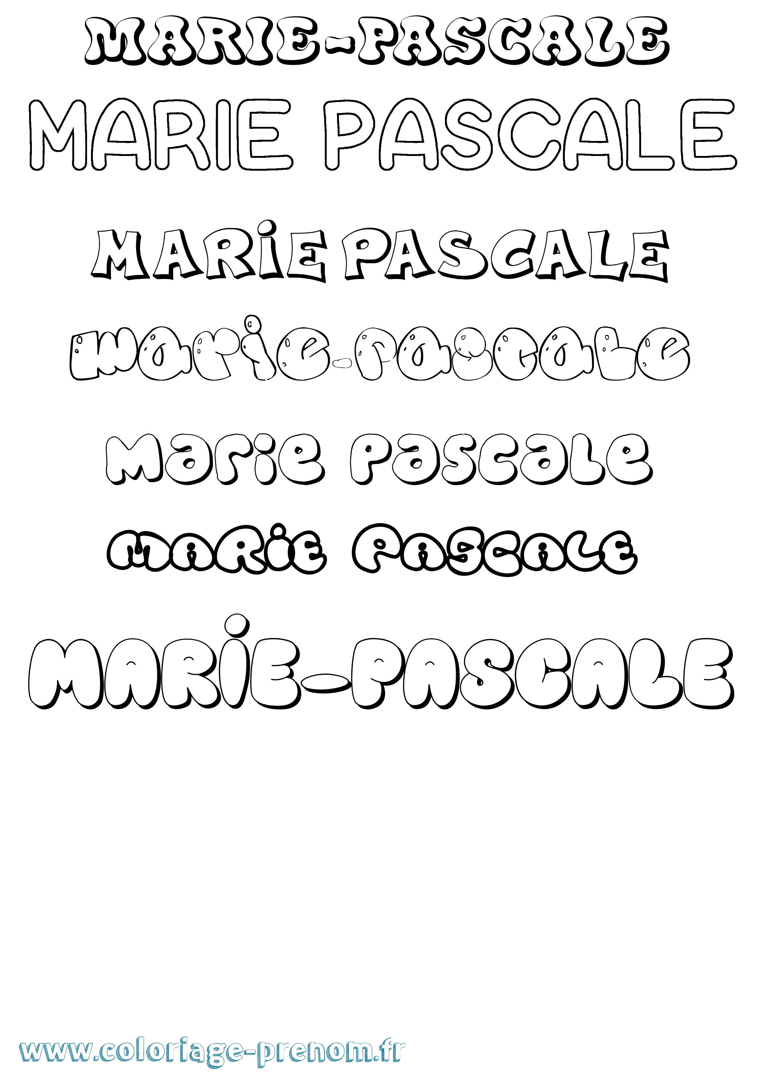 Coloriage Marie-Pascale Bubble Coloriage prénom Marie-Pascale Bubble