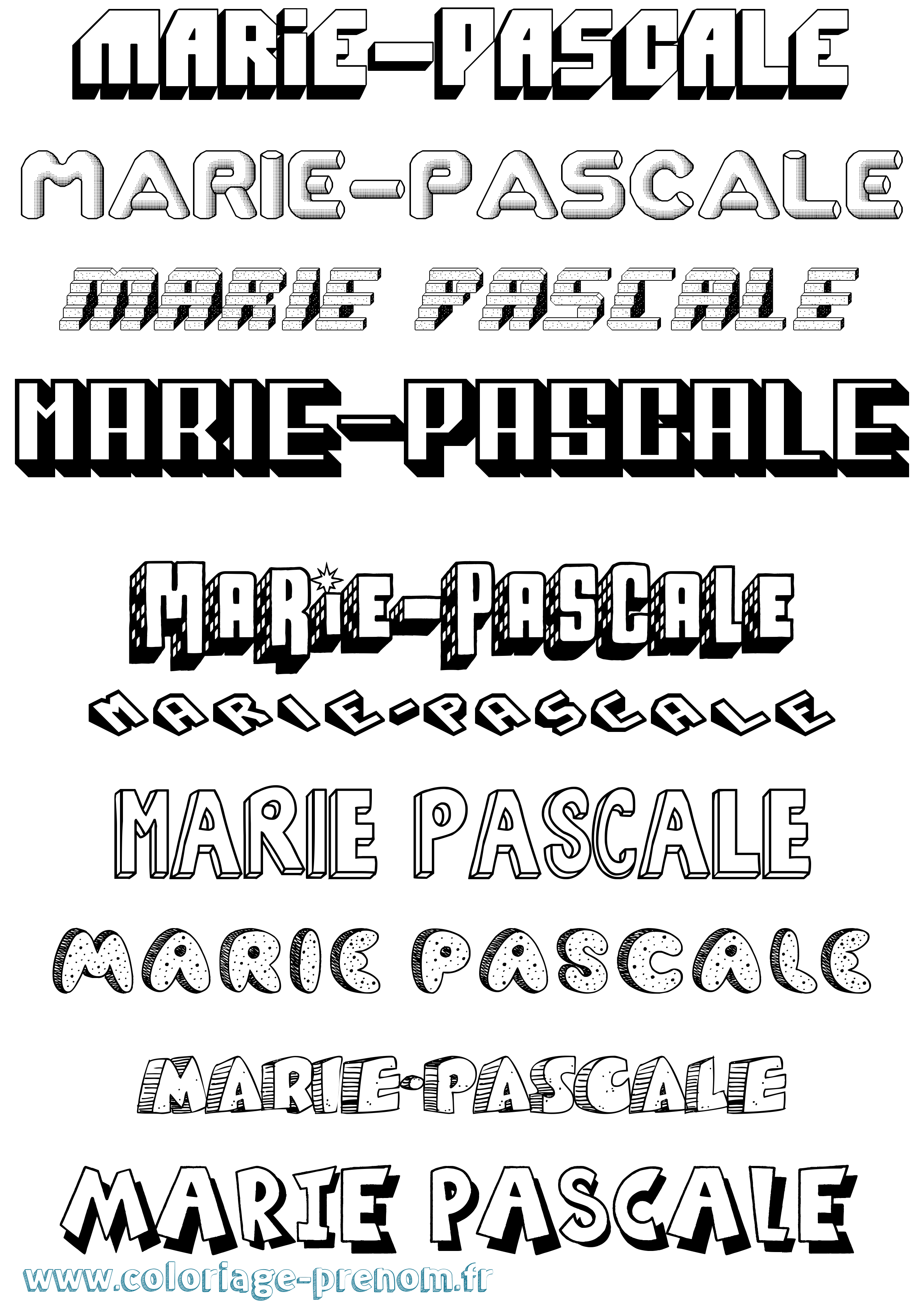 Coloriage Marie-Pascale Effet 3D Coloriage prénom Marie-Pascale Effet 3D