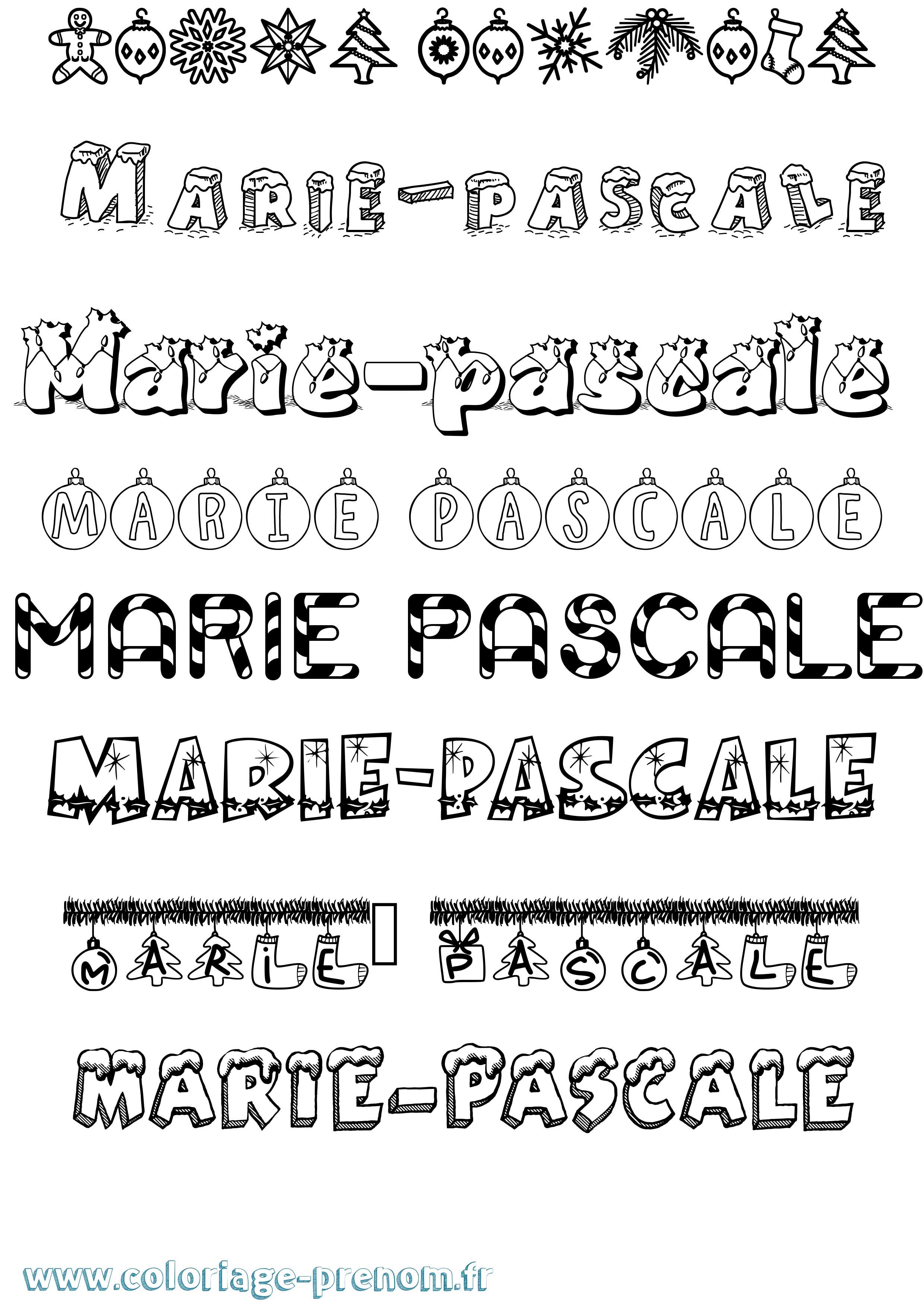 Coloriage Marie-Pascale Noël Coloriage prénom Marie-Pascale Noël