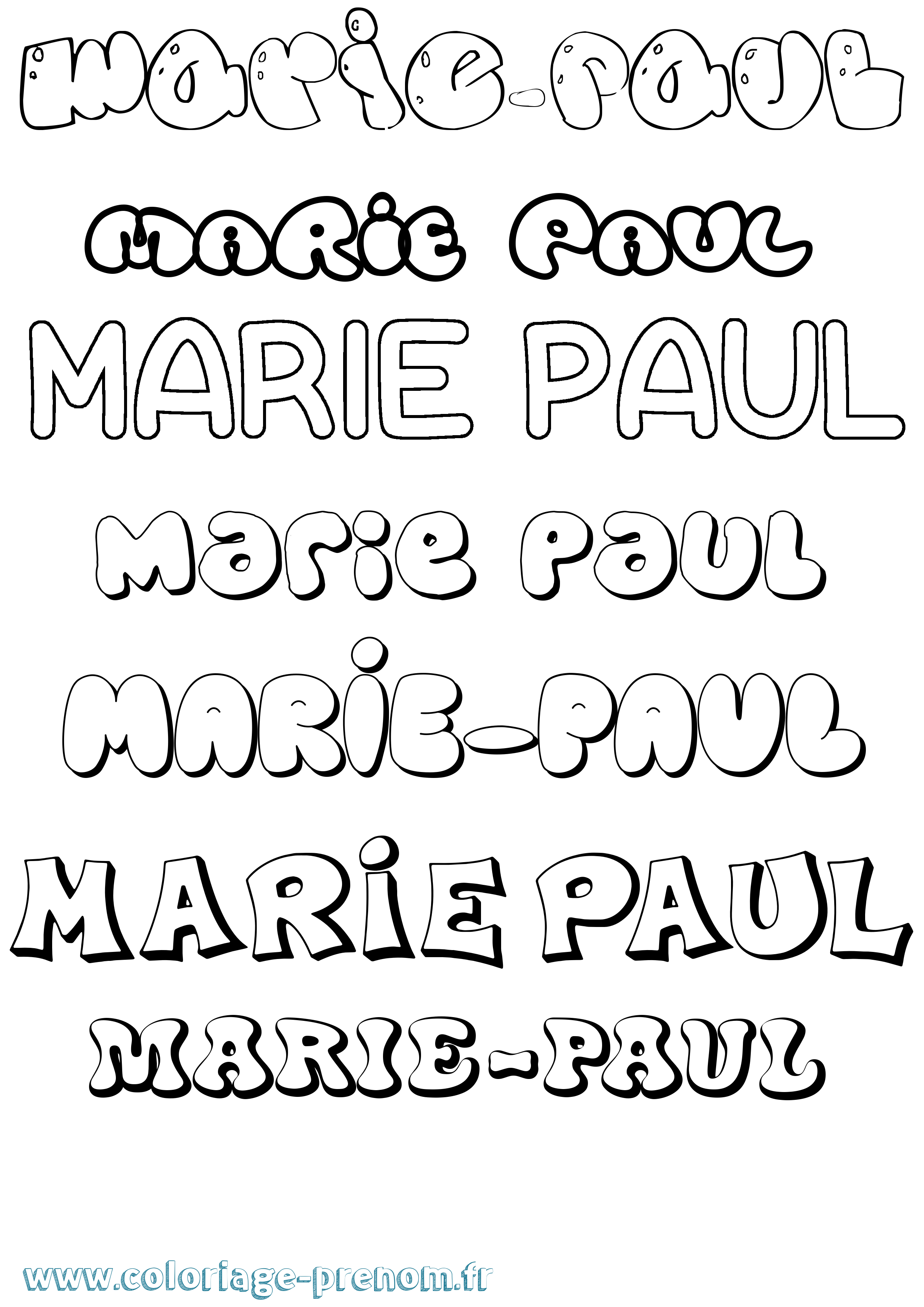 Coloriage Marie-Paul Bubble Coloriage prénom Marie-Paul Bubble