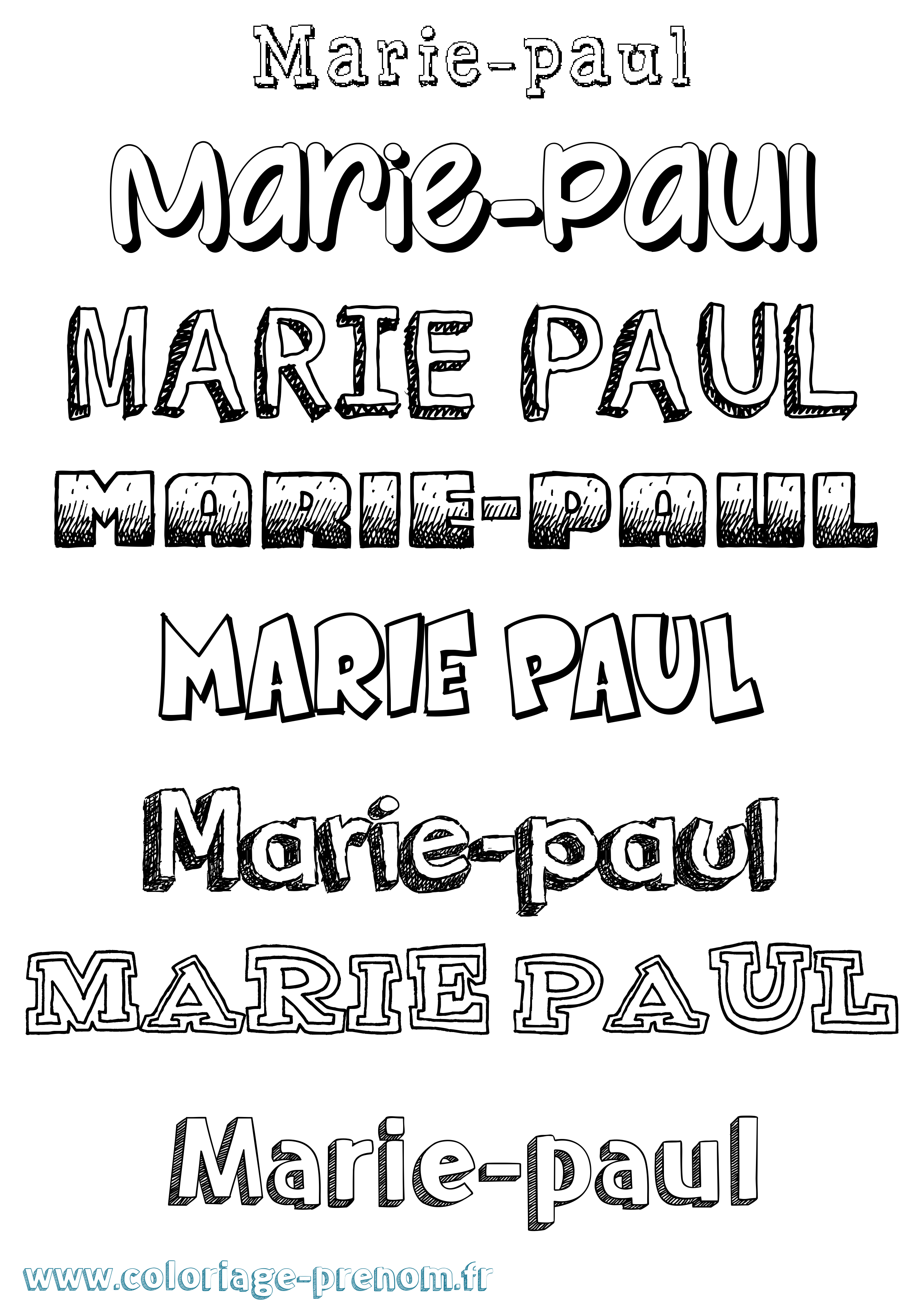 Coloriage Marie-Paul Dessiné Coloriage prénom Marie-Paul Dessiné