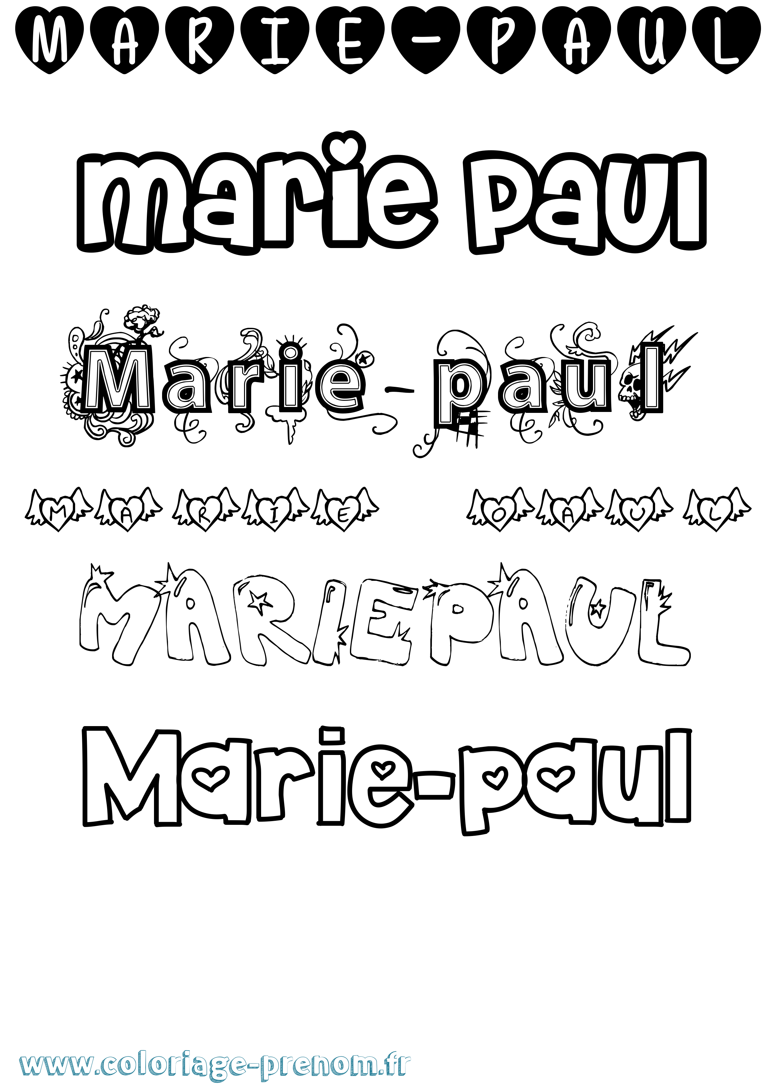 Coloriage Marie-Paul Girly Coloriage prénom Marie-Paul Girly