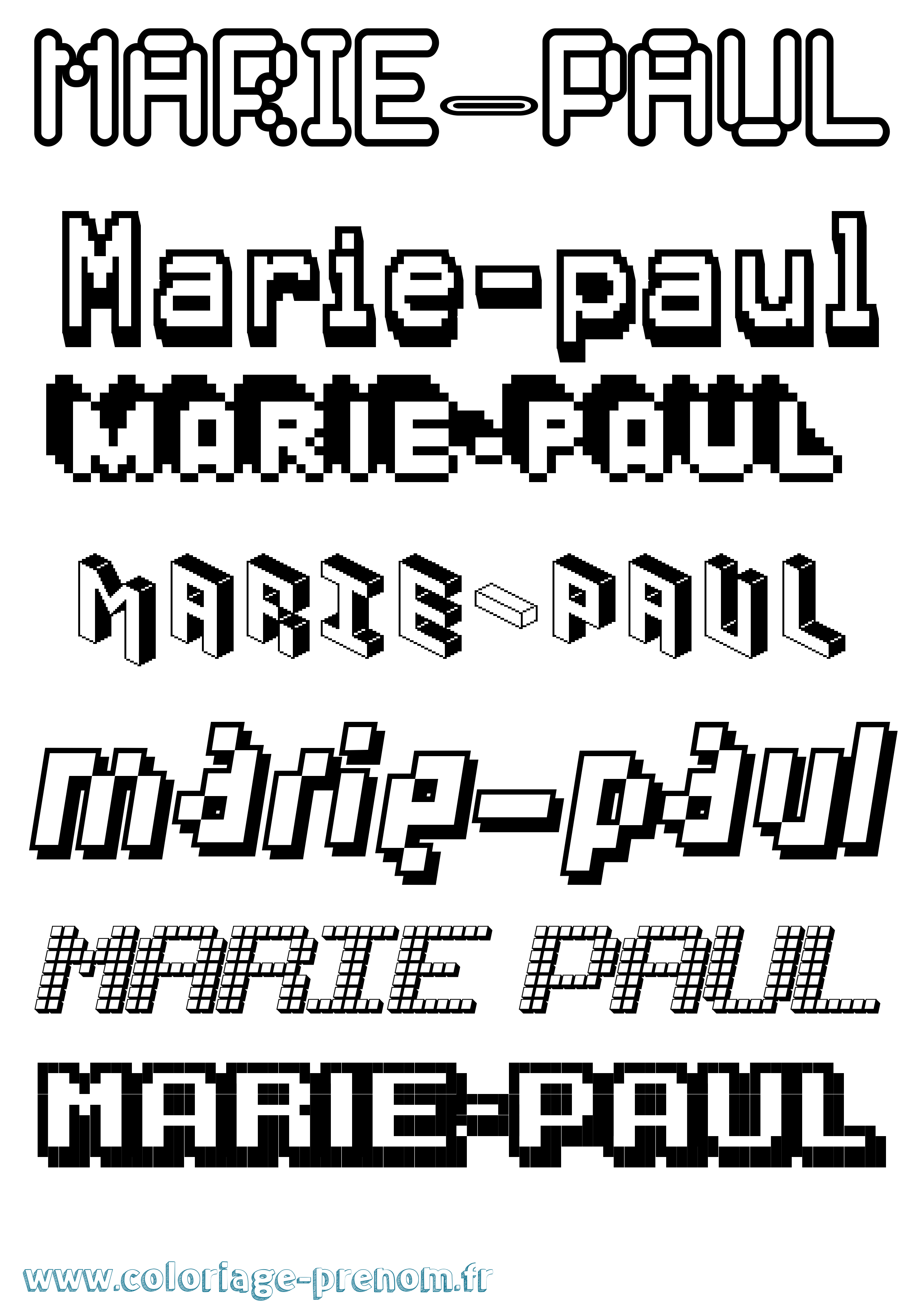 Coloriage Marie-Paul Pixel Coloriage prénom Marie-Paul Pixel