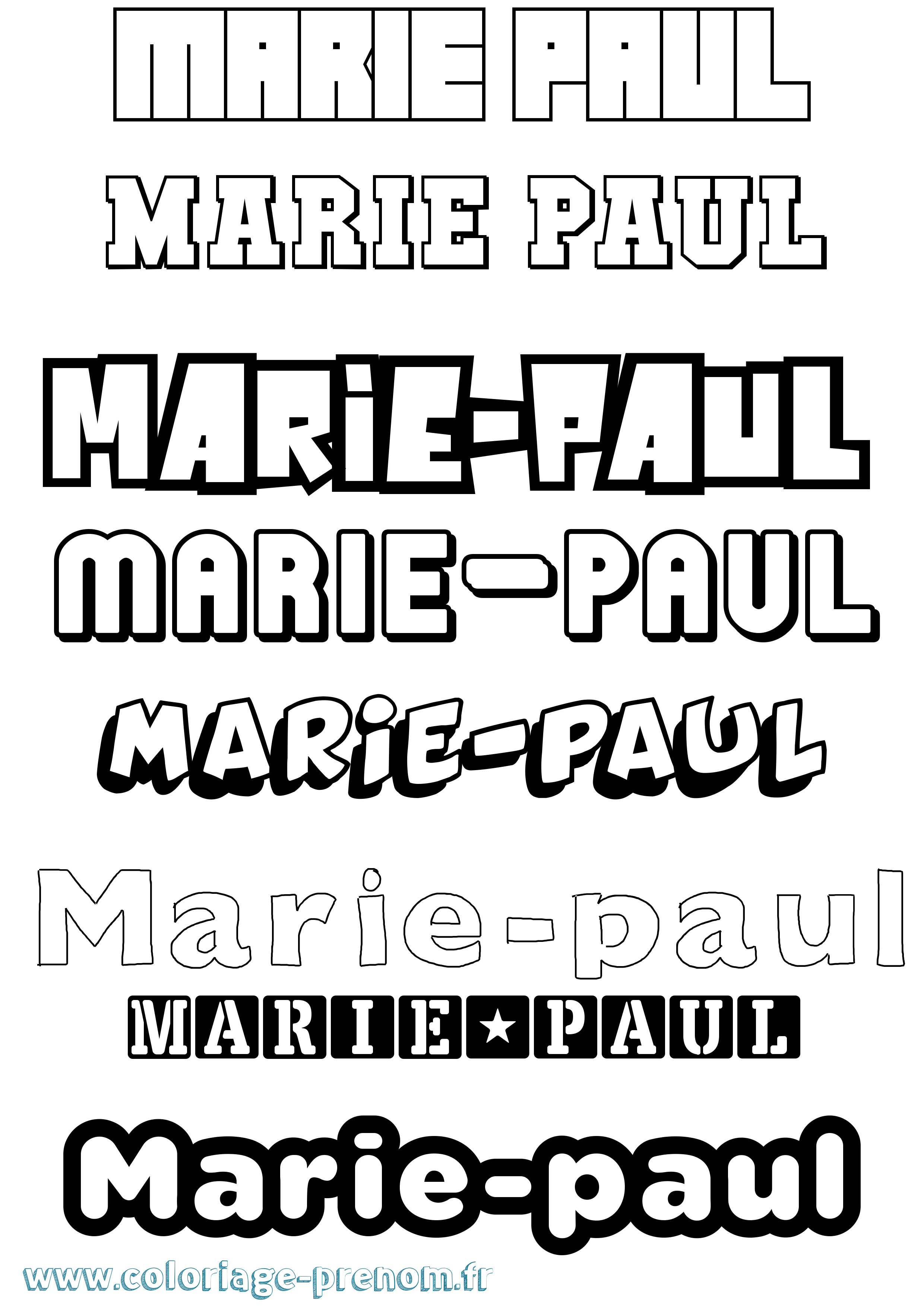 Coloriage Marie-Paul Simple Coloriage prénom Marie-Paul Simple