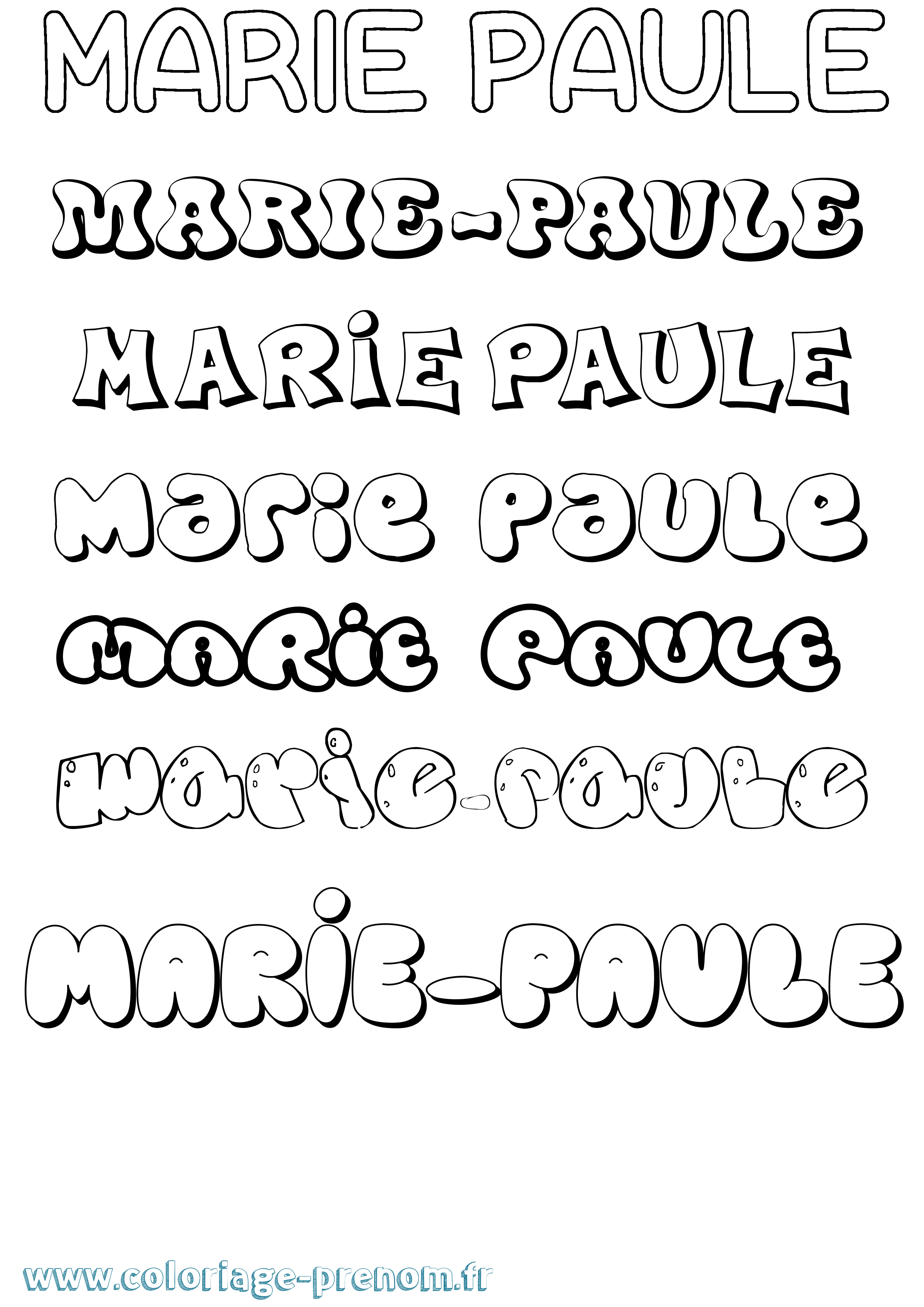Coloriage Marie-Paule Bubble Coloriage prénom Marie-Paule Bubble