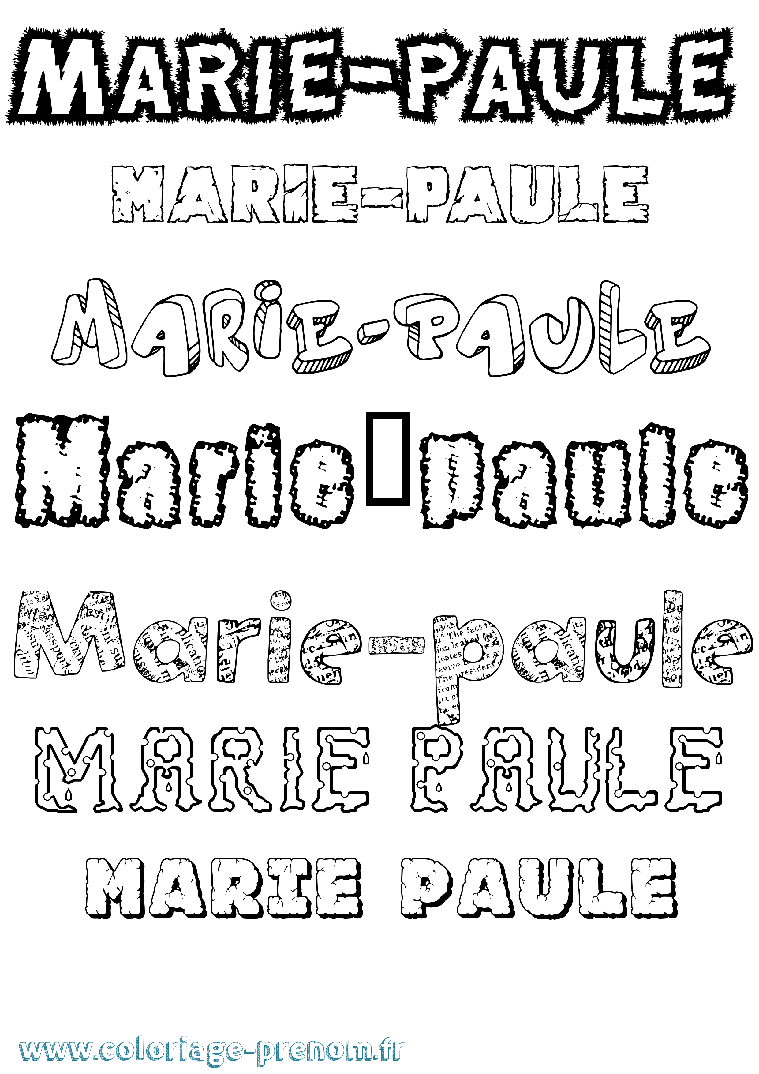 Coloriage Marie-Paule Destructuré Coloriage prénom Marie-Paule Destructuré