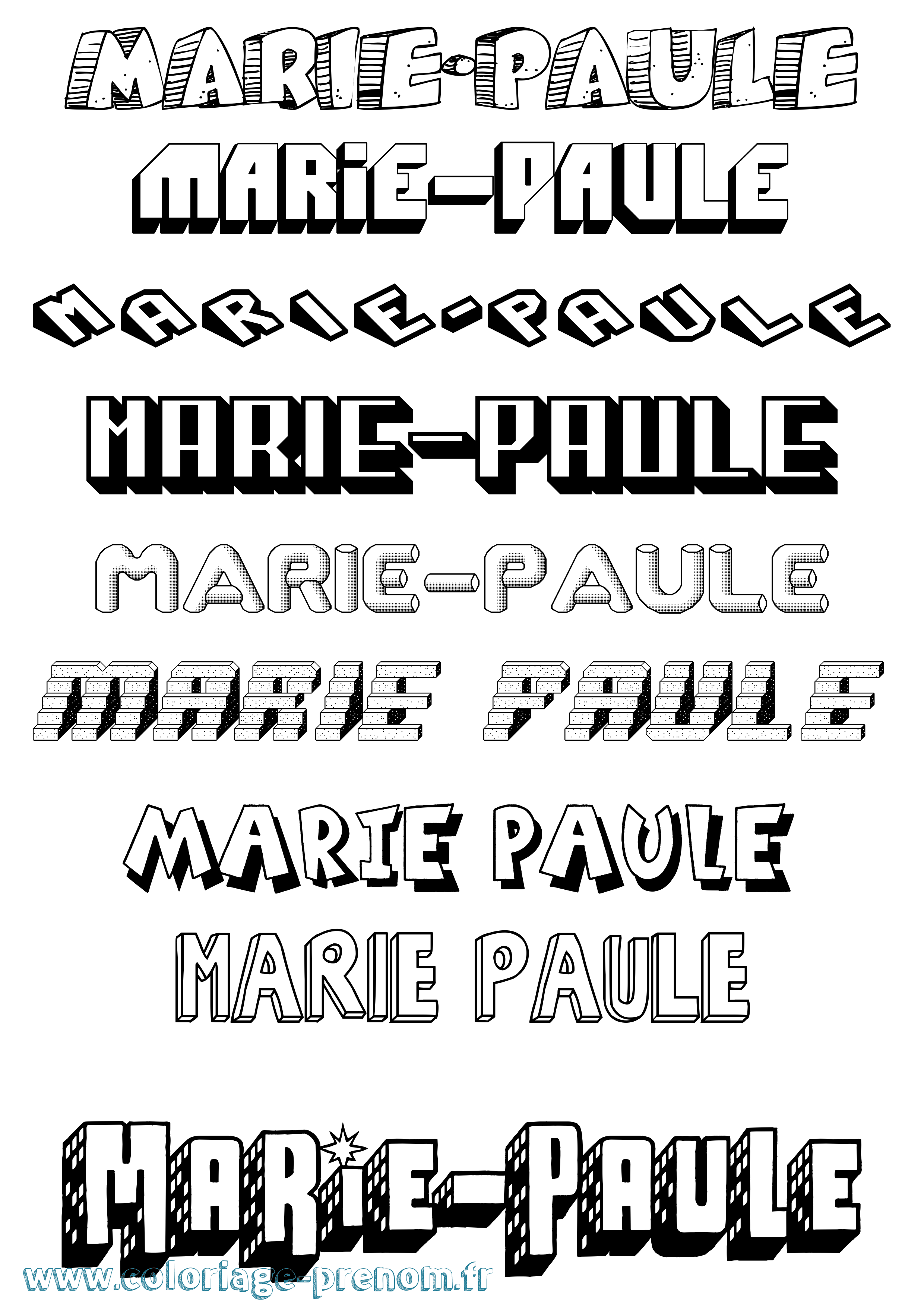 Coloriage Marie-Paule Effet 3D Coloriage prénom Marie-Paule Effet 3D