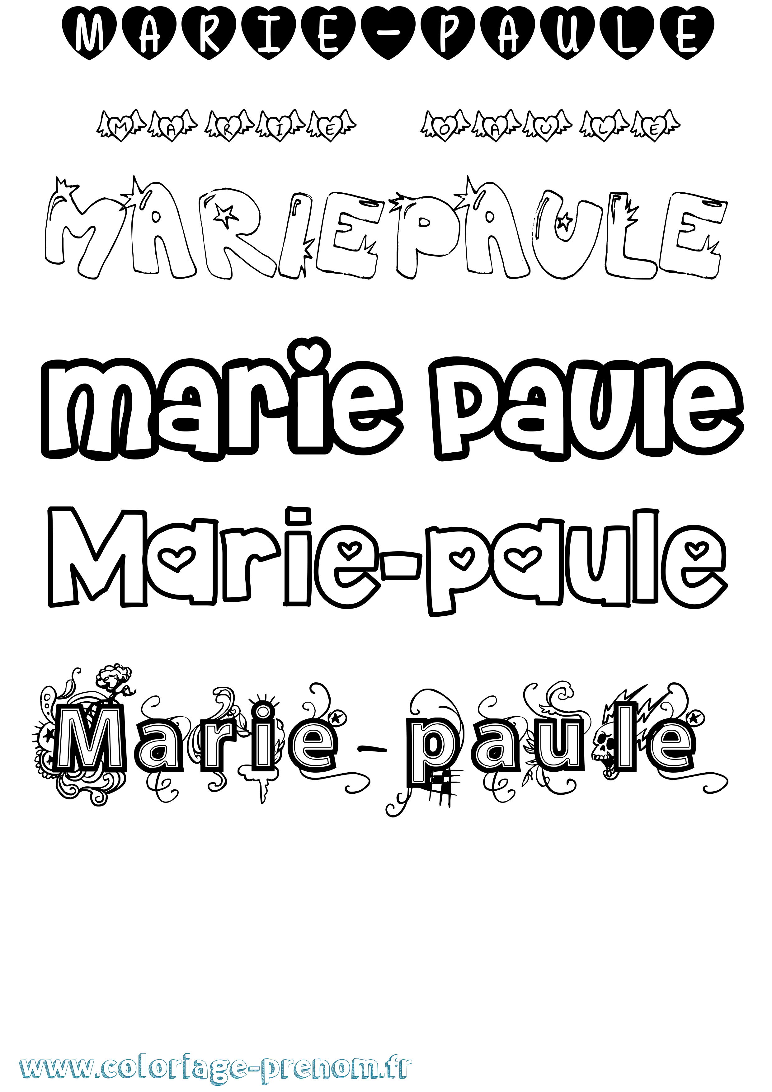 Coloriage Marie-Paule Girly Coloriage prénom Marie-Paule Girly