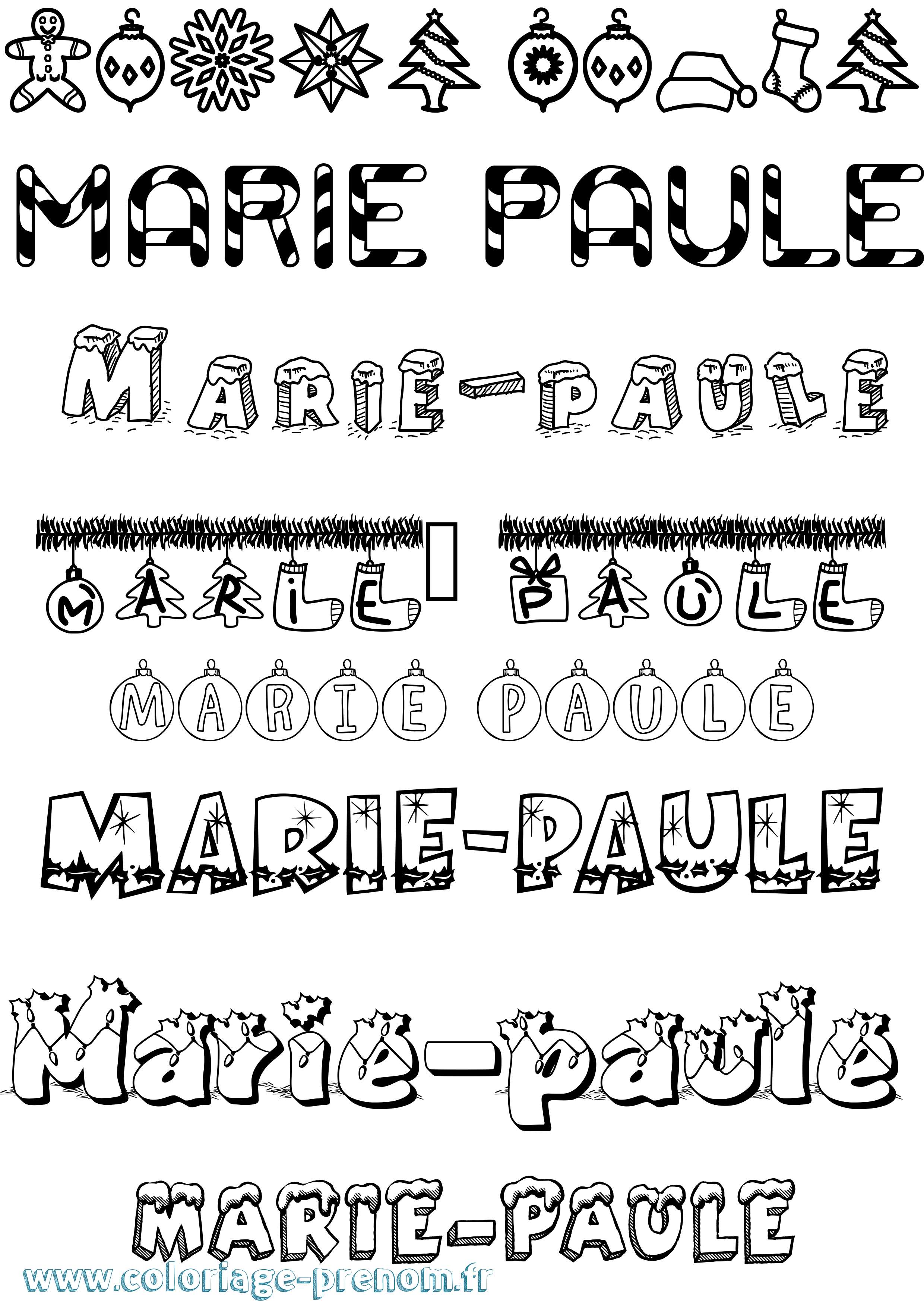 Coloriage Marie-Paule Noël Coloriage prénom Marie-Paule Noël