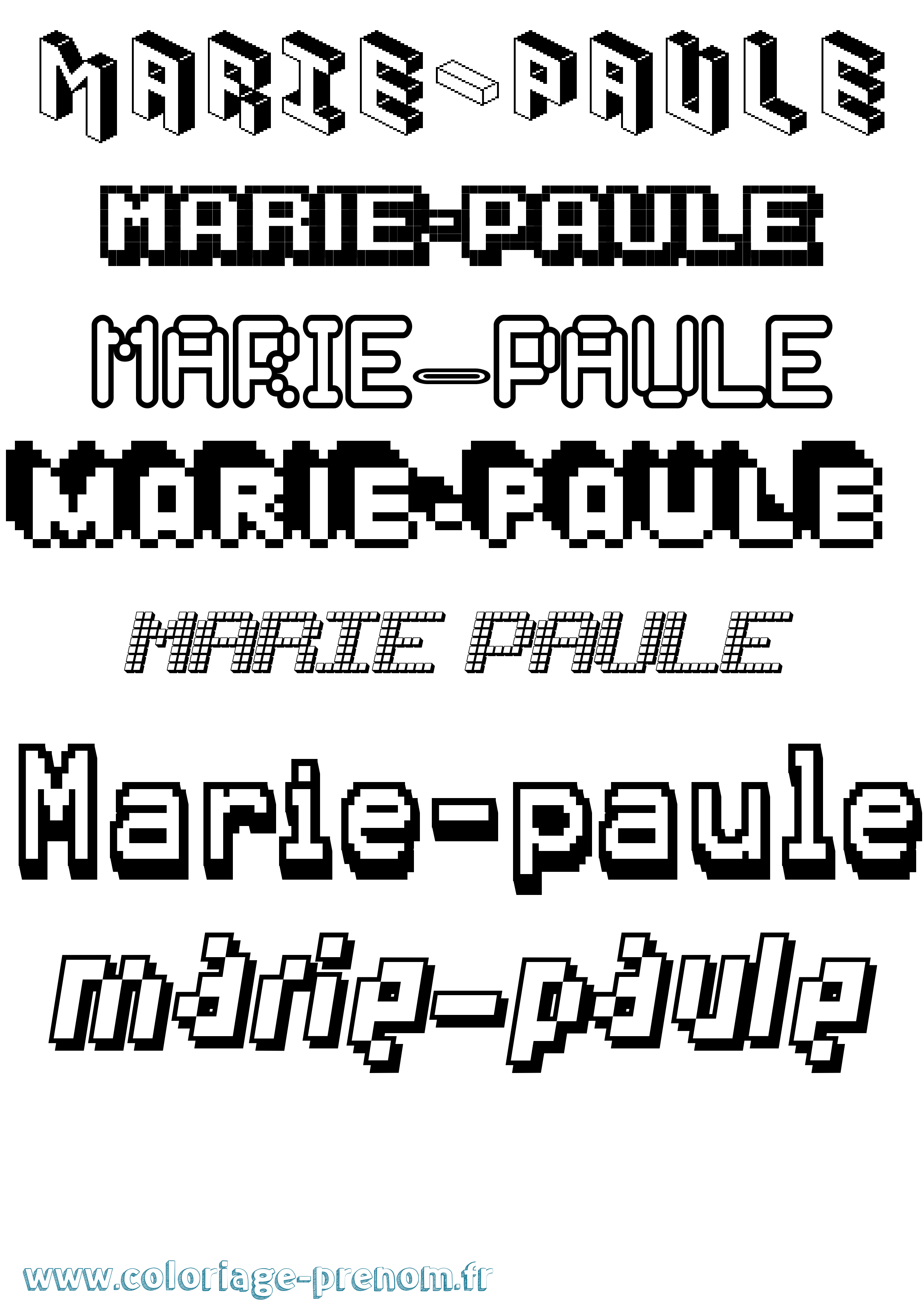 Coloriage Marie-Paule Pixel Coloriage prénom Marie-Paule Pixel