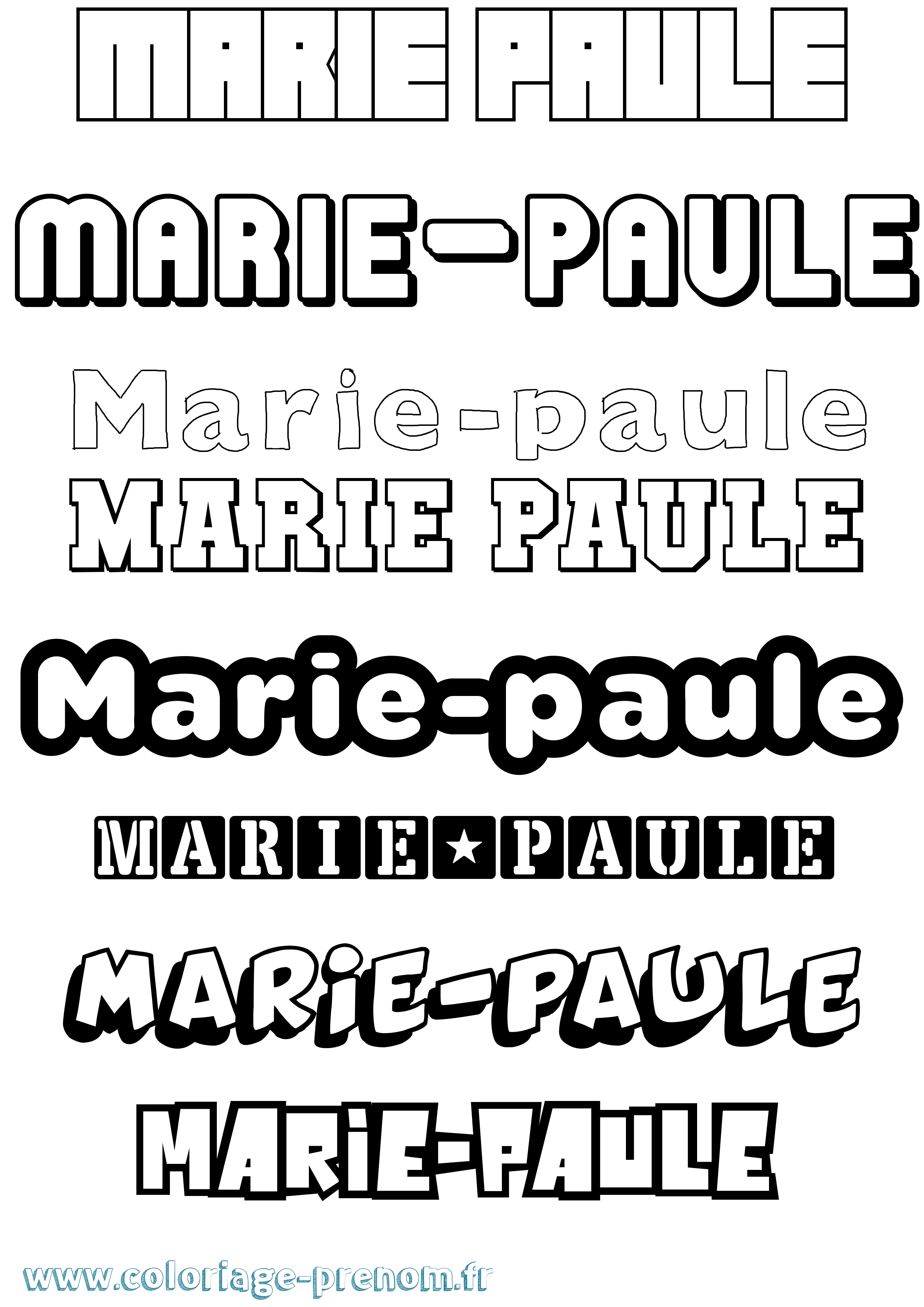 Coloriage Marie-Paule Simple Coloriage prénom Marie-Paule Simple