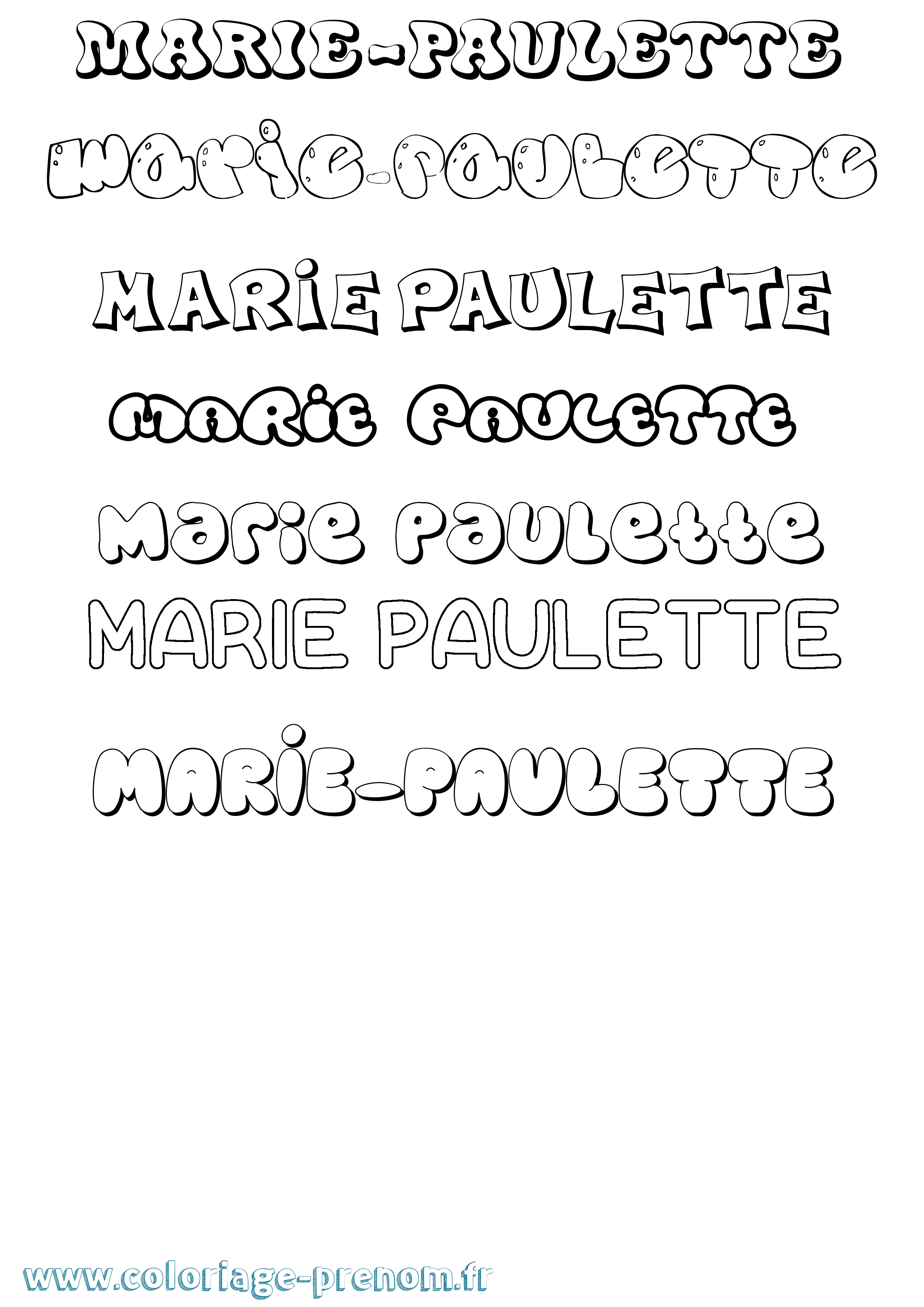 Coloriage Marie-Paulette Bubble Coloriage prénom Marie-Paulette Bubble
