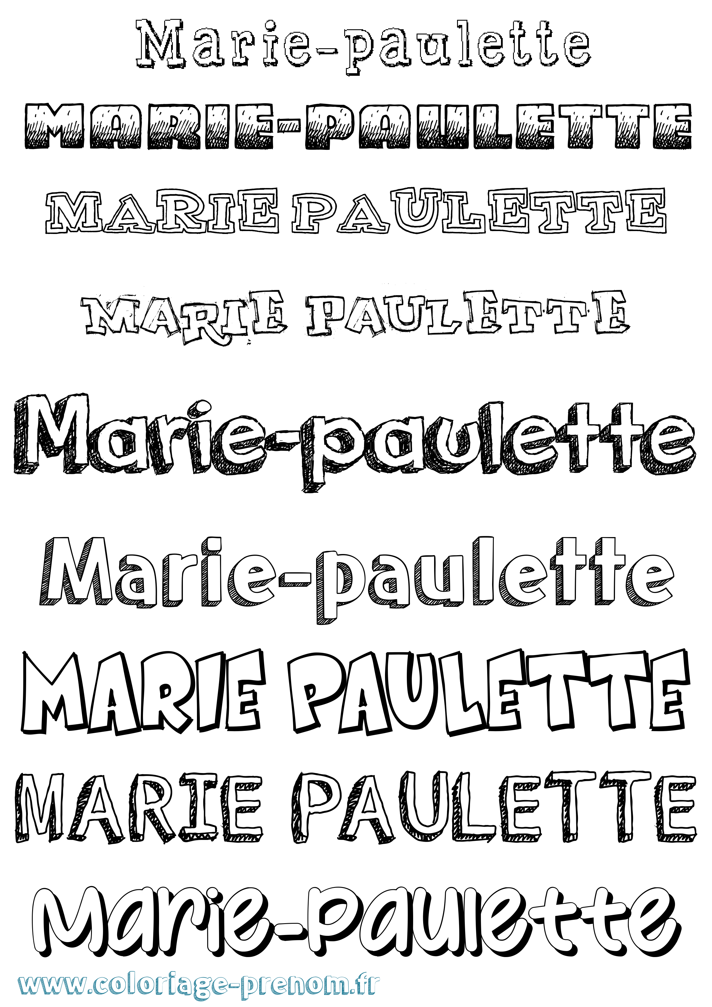 Coloriage Marie-Paulette Dessiné Coloriage prénom Marie-Paulette Dessiné