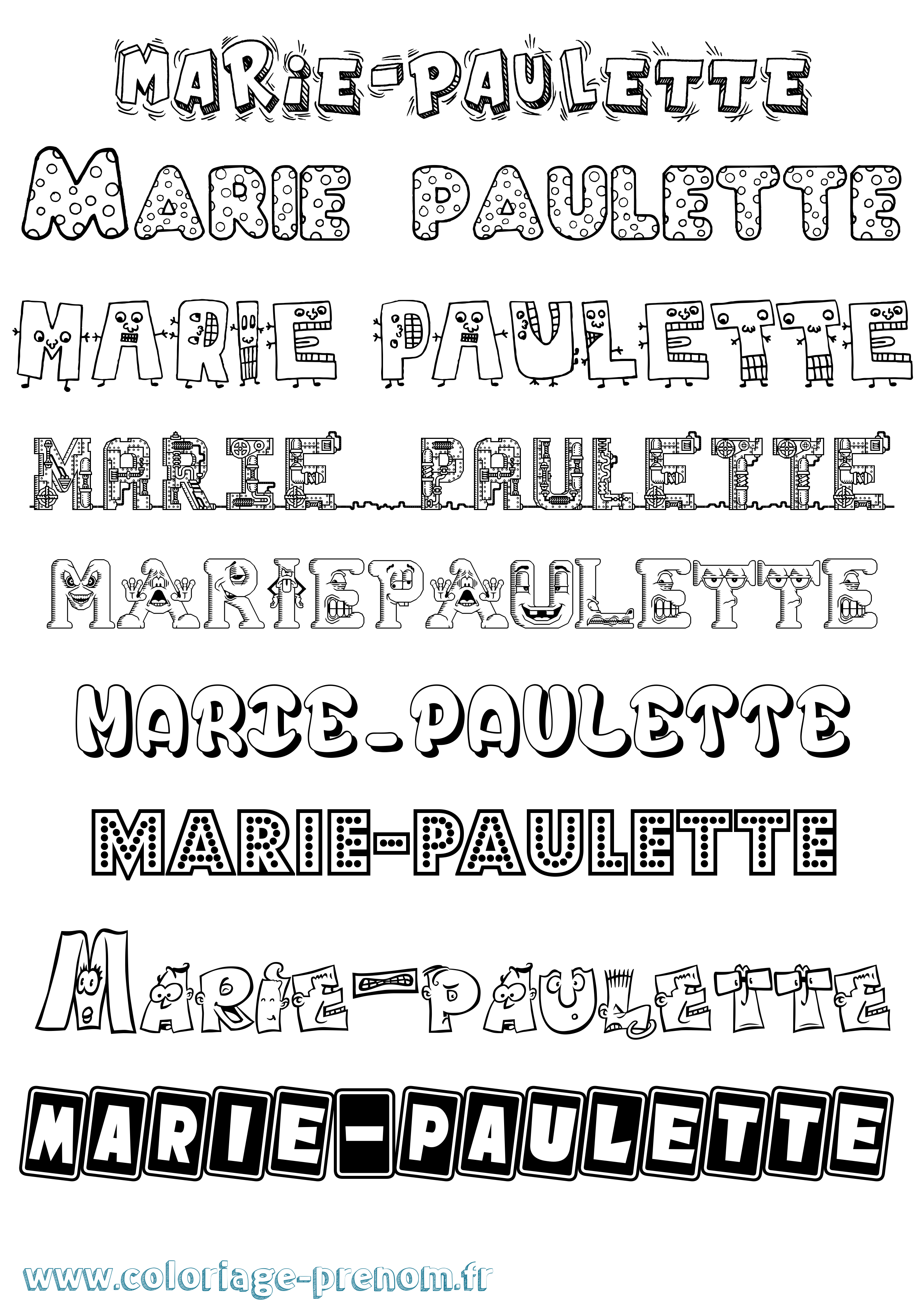 Coloriage Marie-Paulette Fun Coloriage prénom Marie-Paulette Fun