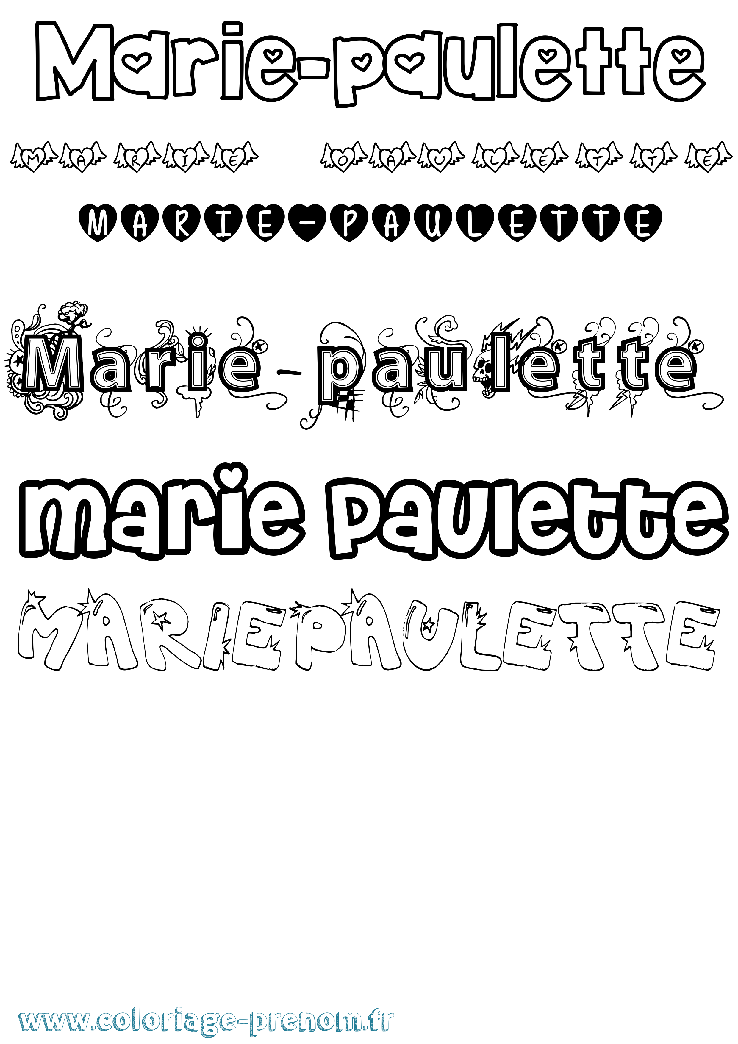 Coloriage Marie-Paulette Girly Coloriage prénom Marie-Paulette Girly