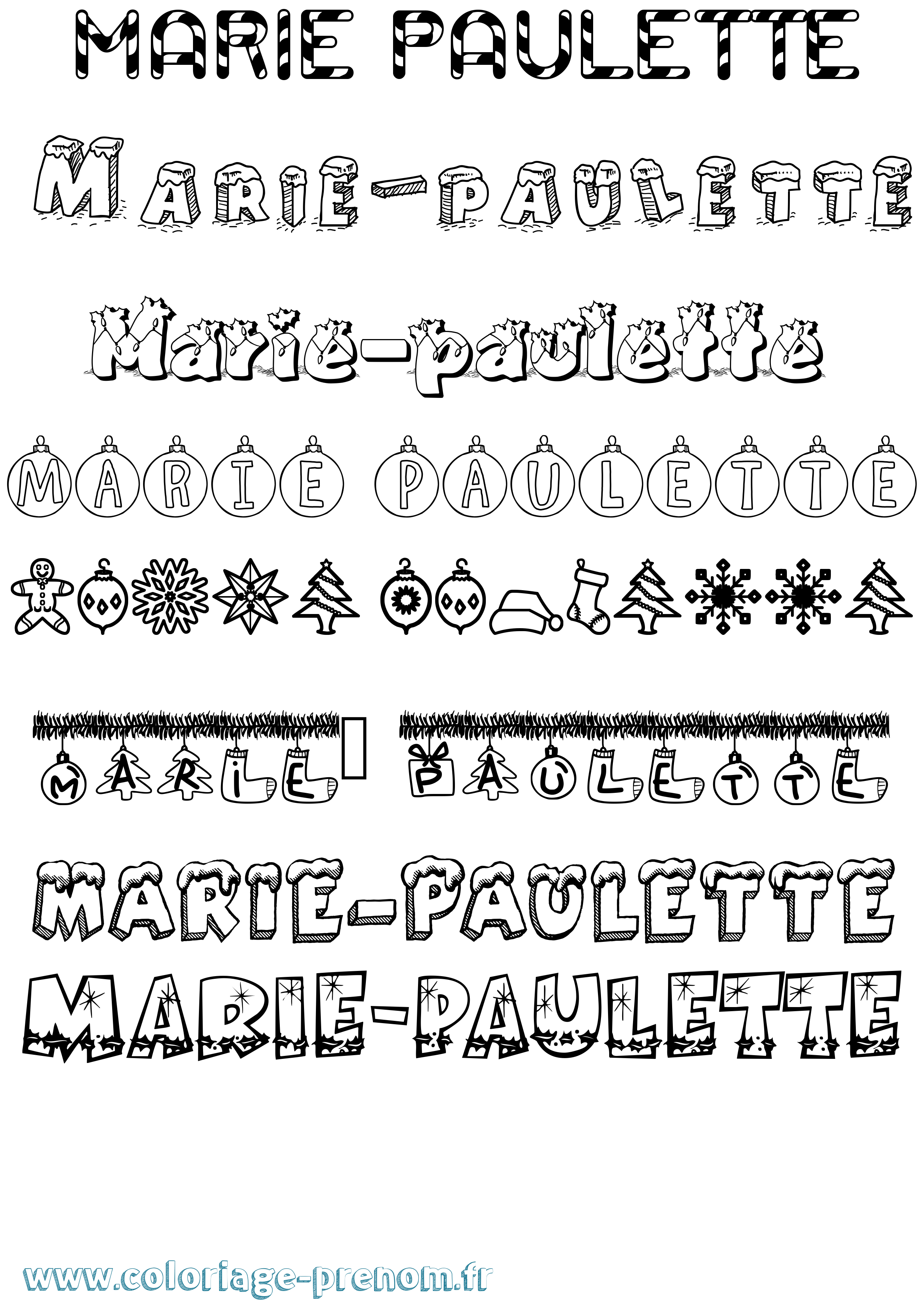 Coloriage Marie-Paulette Noël Coloriage prénom Marie-Paulette Noël