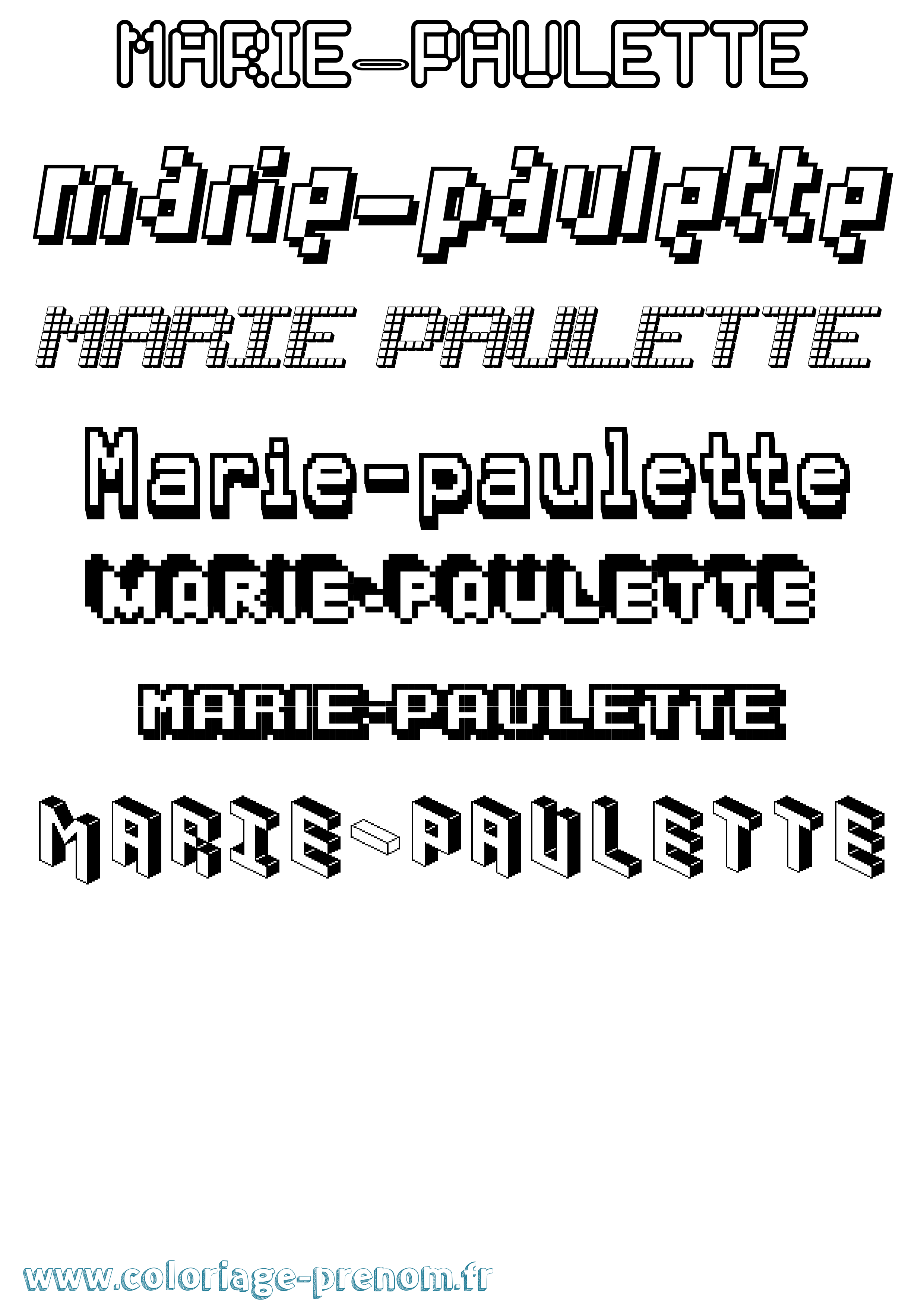 Coloriage Marie-Paulette Pixel Coloriage prénom Marie-Paulette Pixel