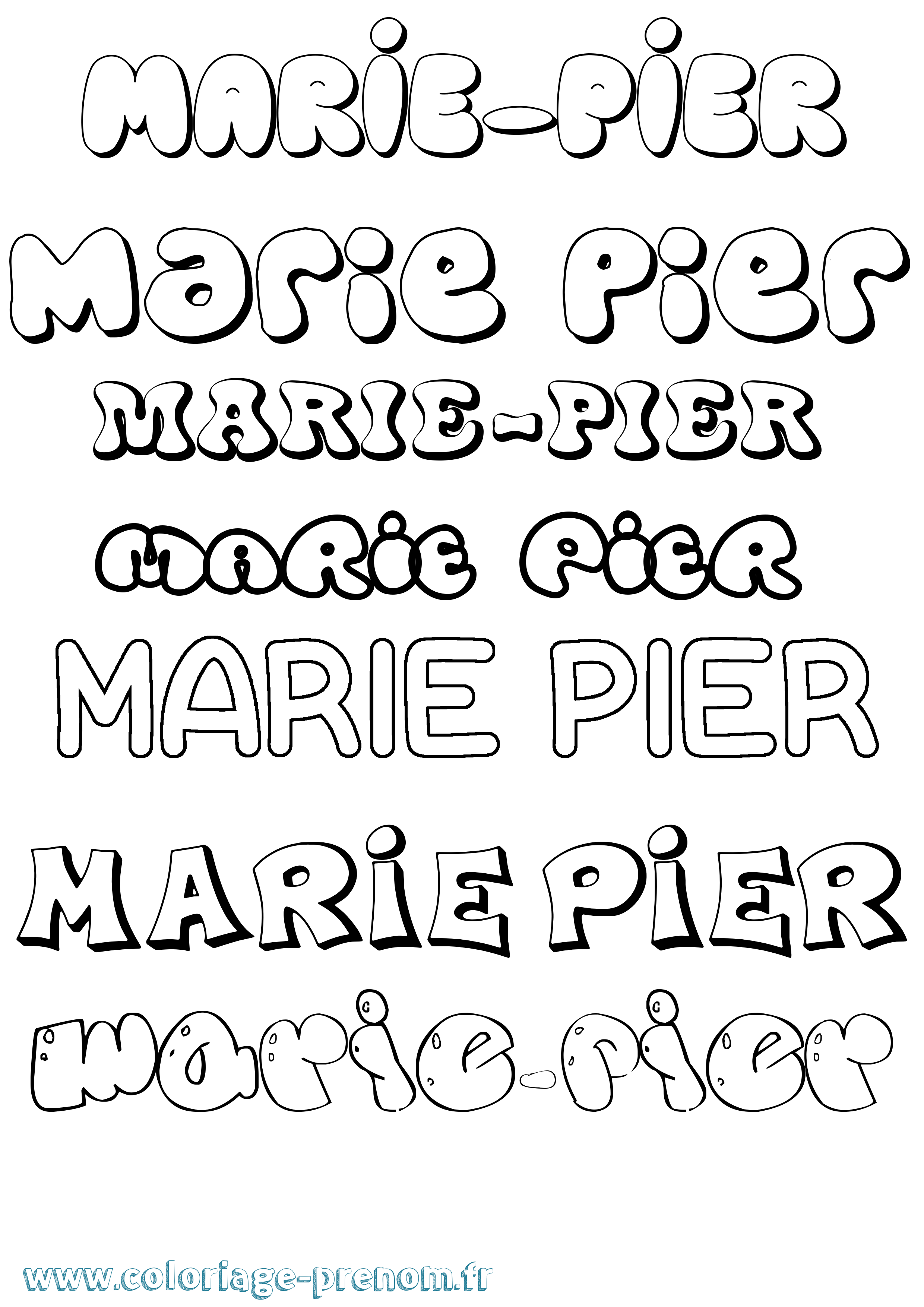 Coloriage Marie-Pier Bubble Coloriage prénom Marie-Pier Bubble