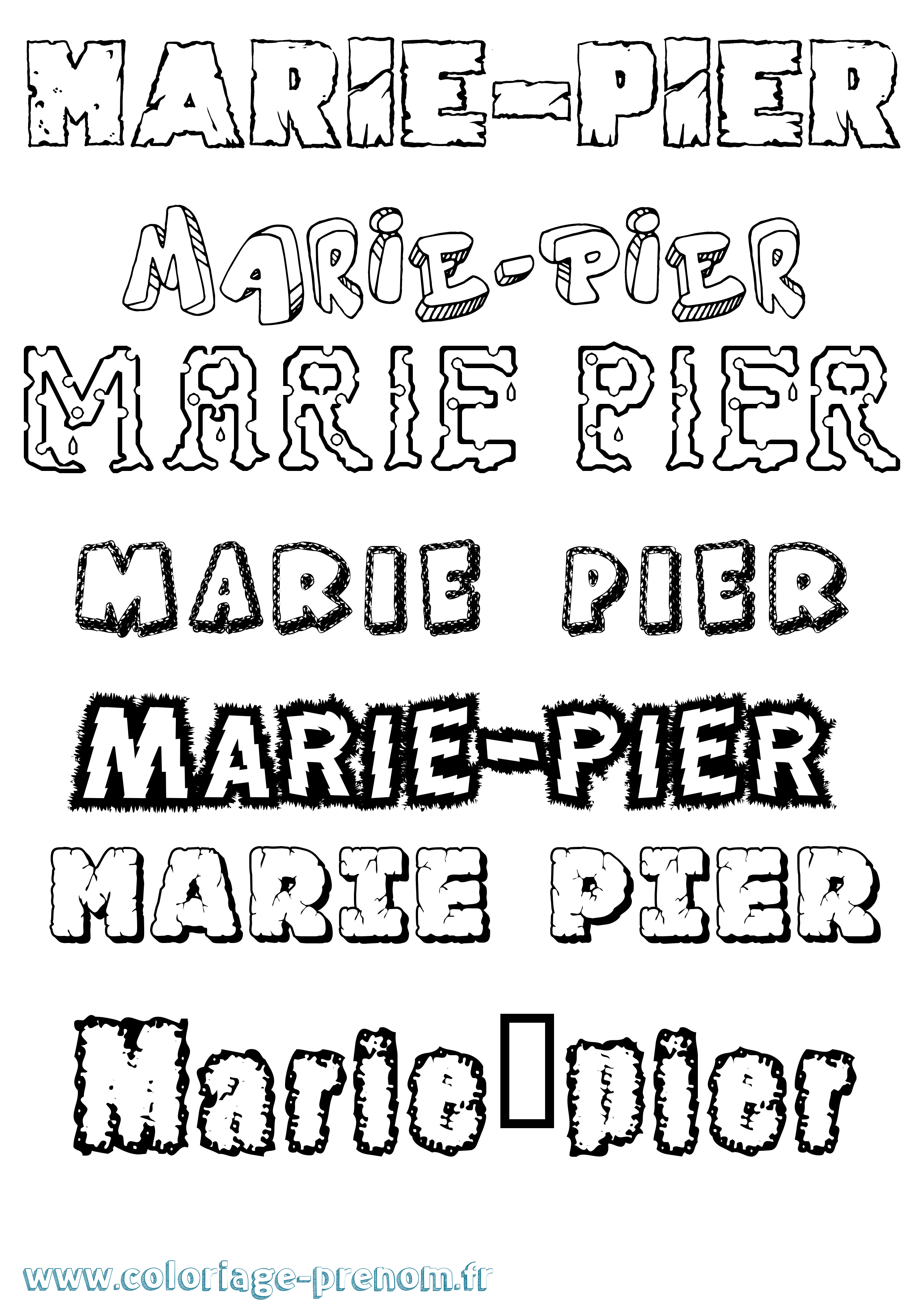 Coloriage Marie-Pier Destructuré Coloriage prénom Marie-Pier Destructuré