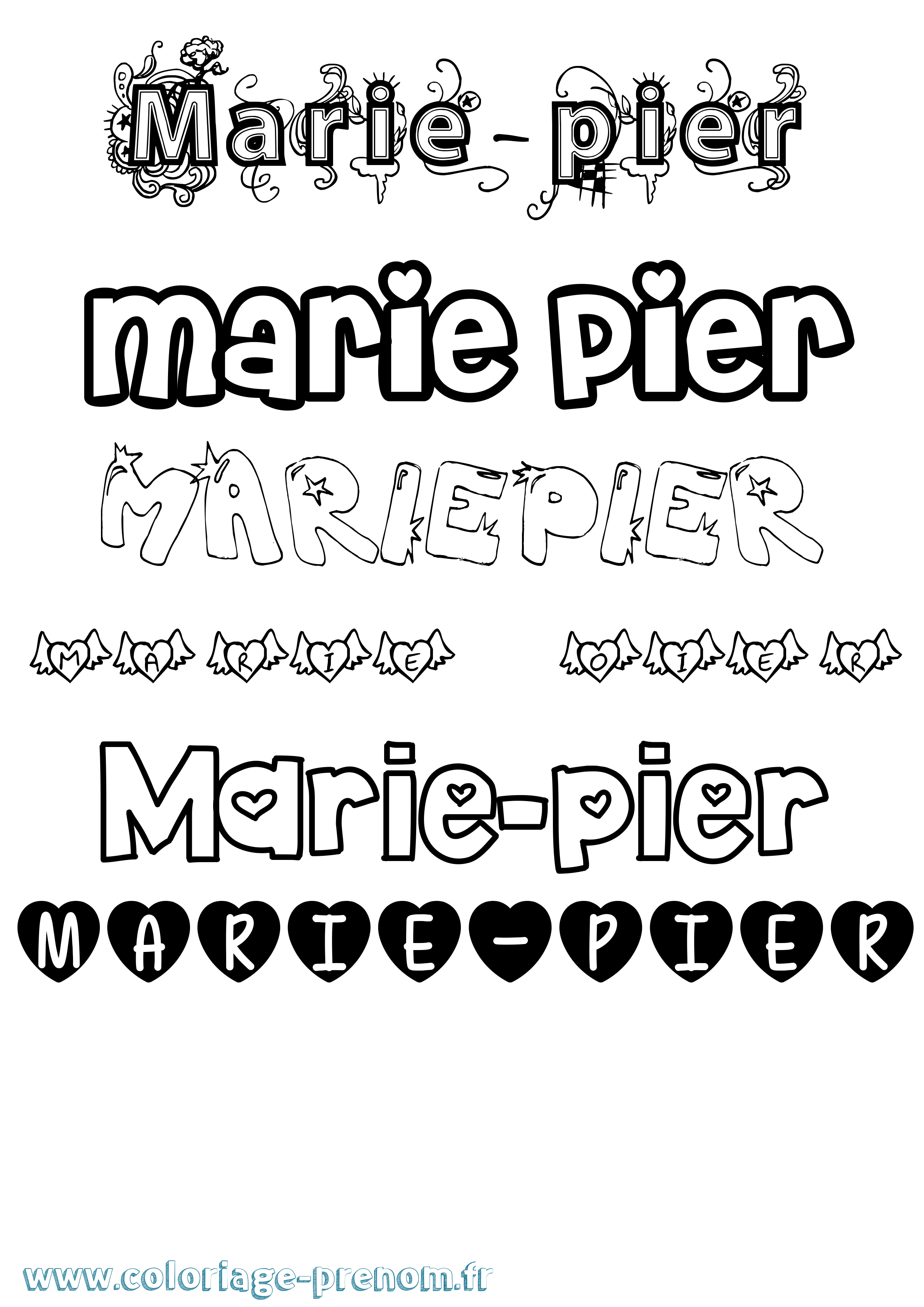 Coloriage Marie-Pier Girly Coloriage prénom Marie-Pier Girly