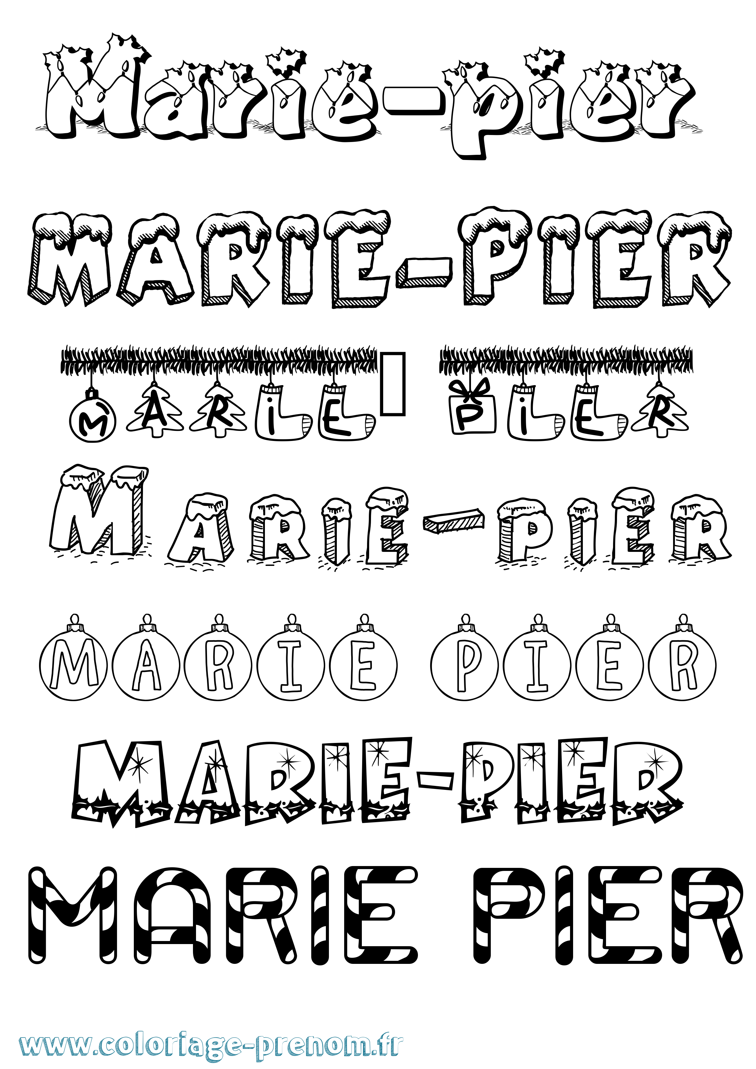 Coloriage Marie-Pier Noël Coloriage prénom Marie-Pier Noël