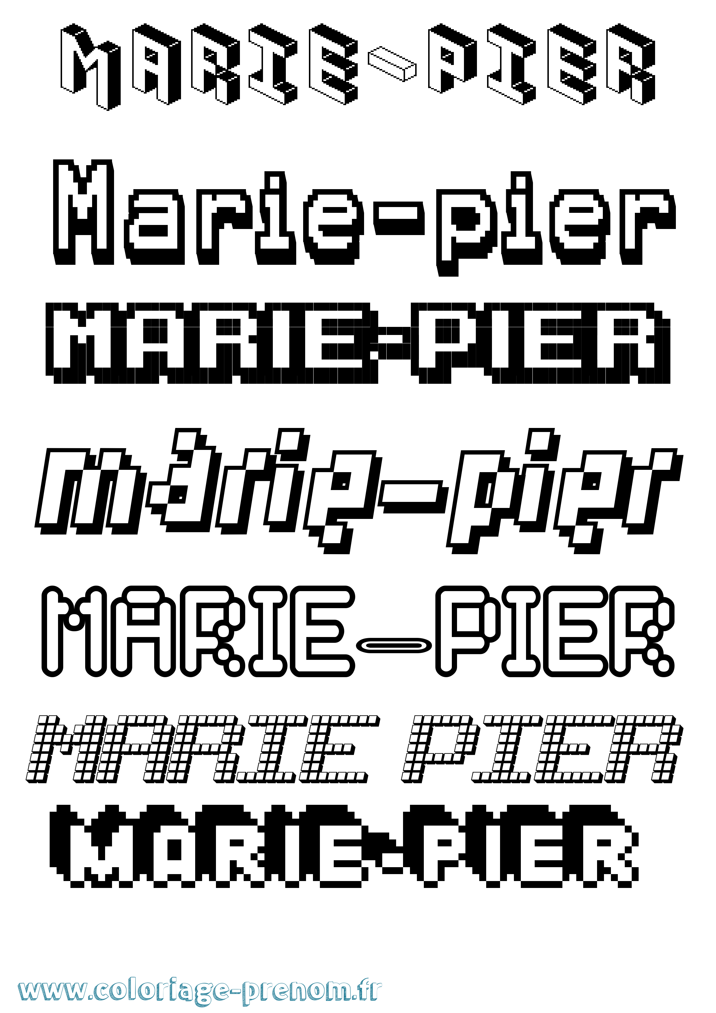 Coloriage Marie-Pier Pixel Coloriage prénom Marie-Pier Pixel