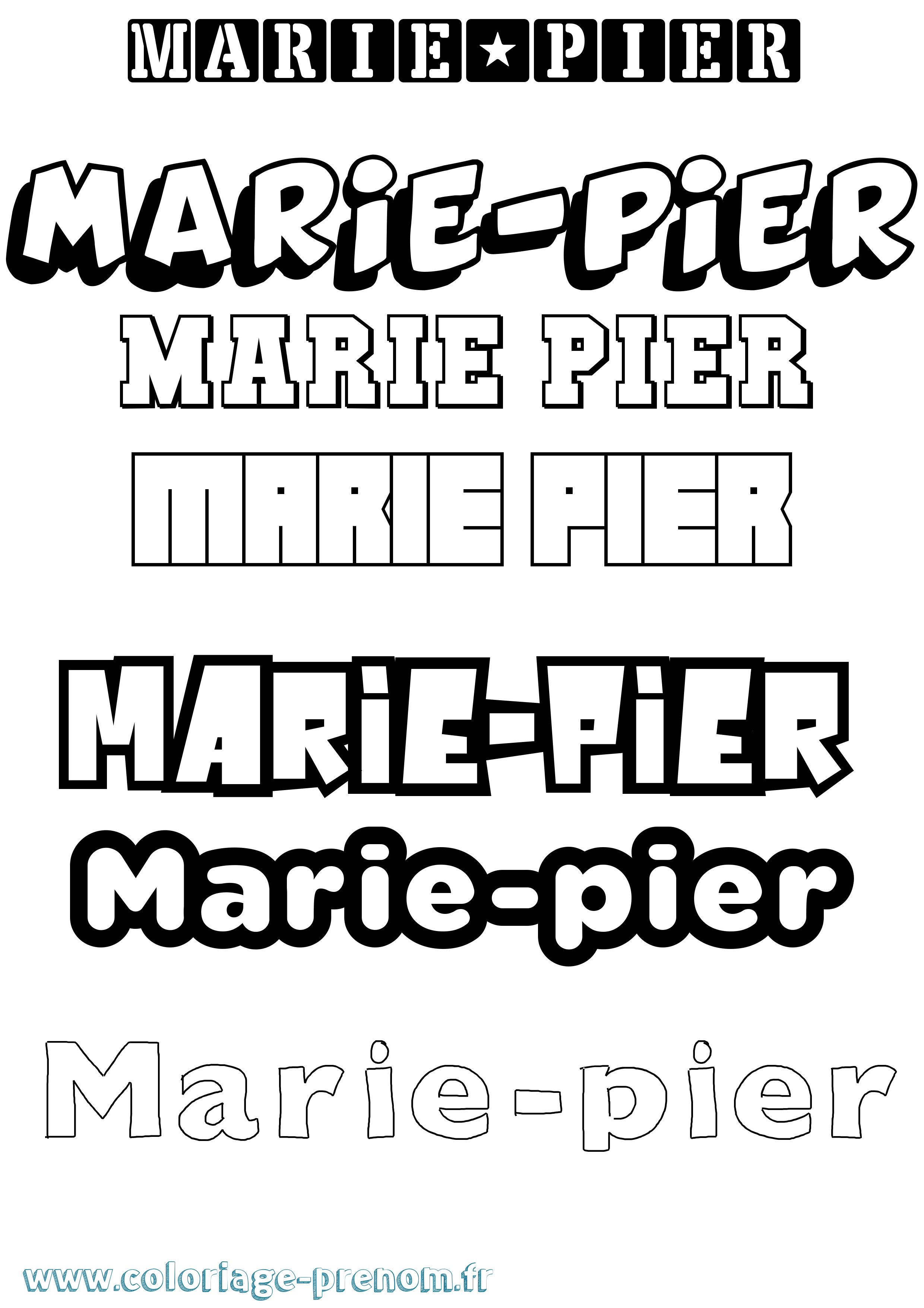 Coloriage Marie-Pier Simple Coloriage prénom Marie-Pier Simple