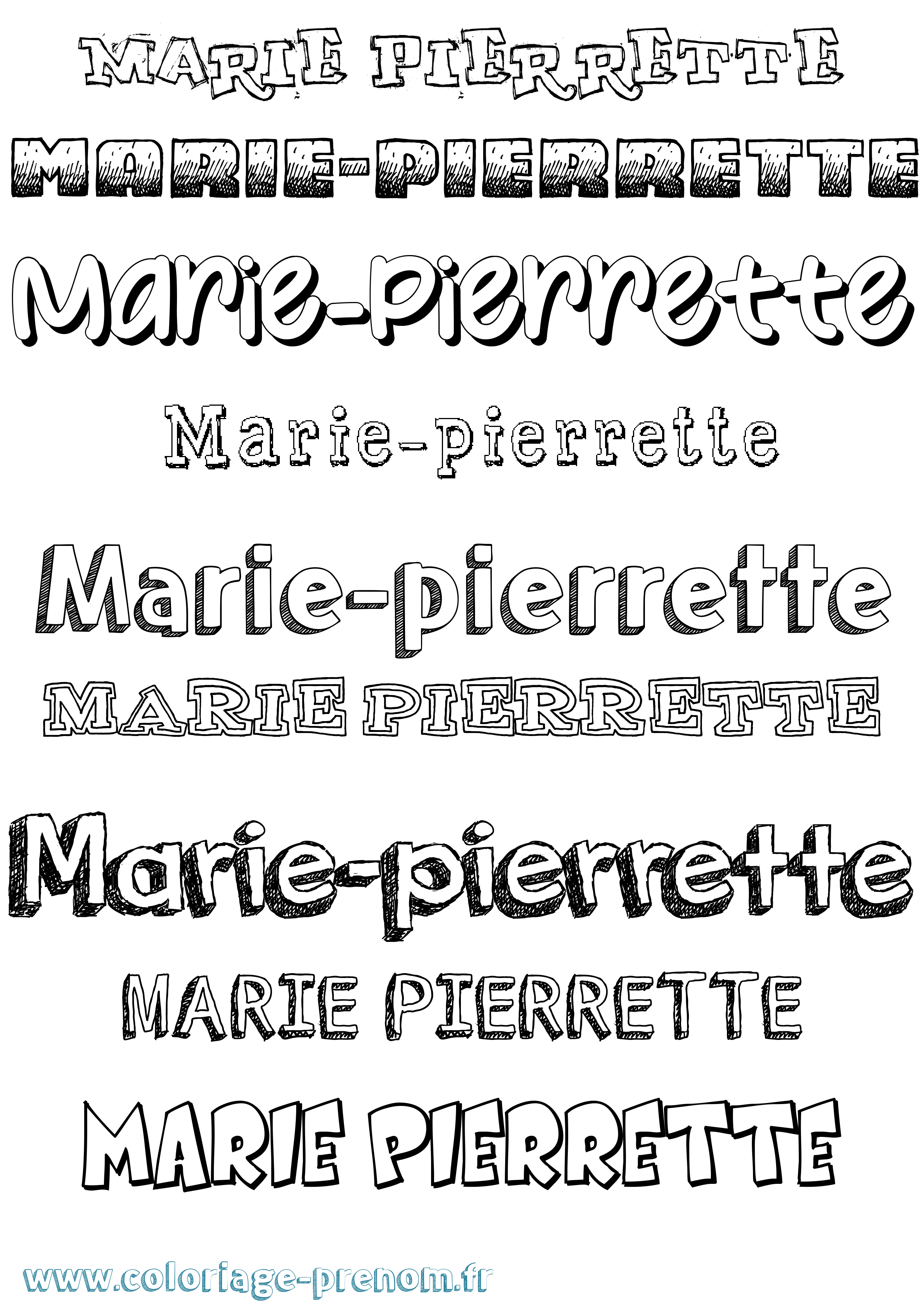 Coloriage Marie-Pierrette Dessiné Coloriage prénom Marie-Pierrette Dessiné