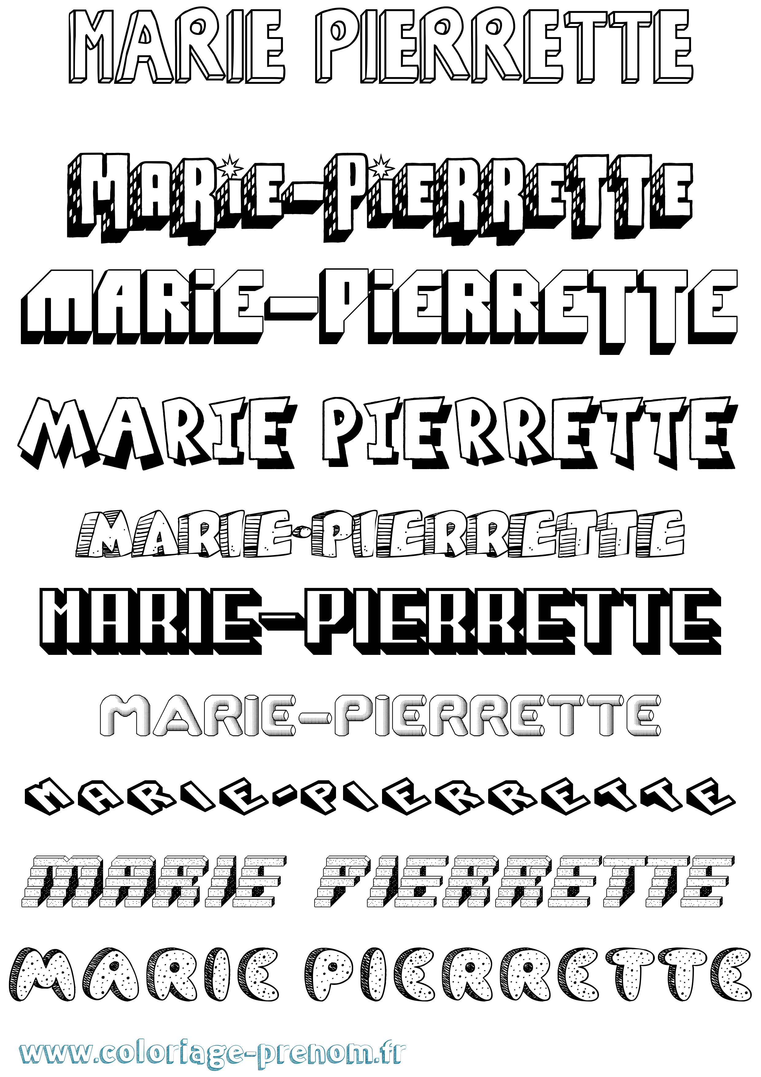 Coloriage Marie-Pierrette Effet 3D Coloriage prénom Marie-Pierrette Effet 3D