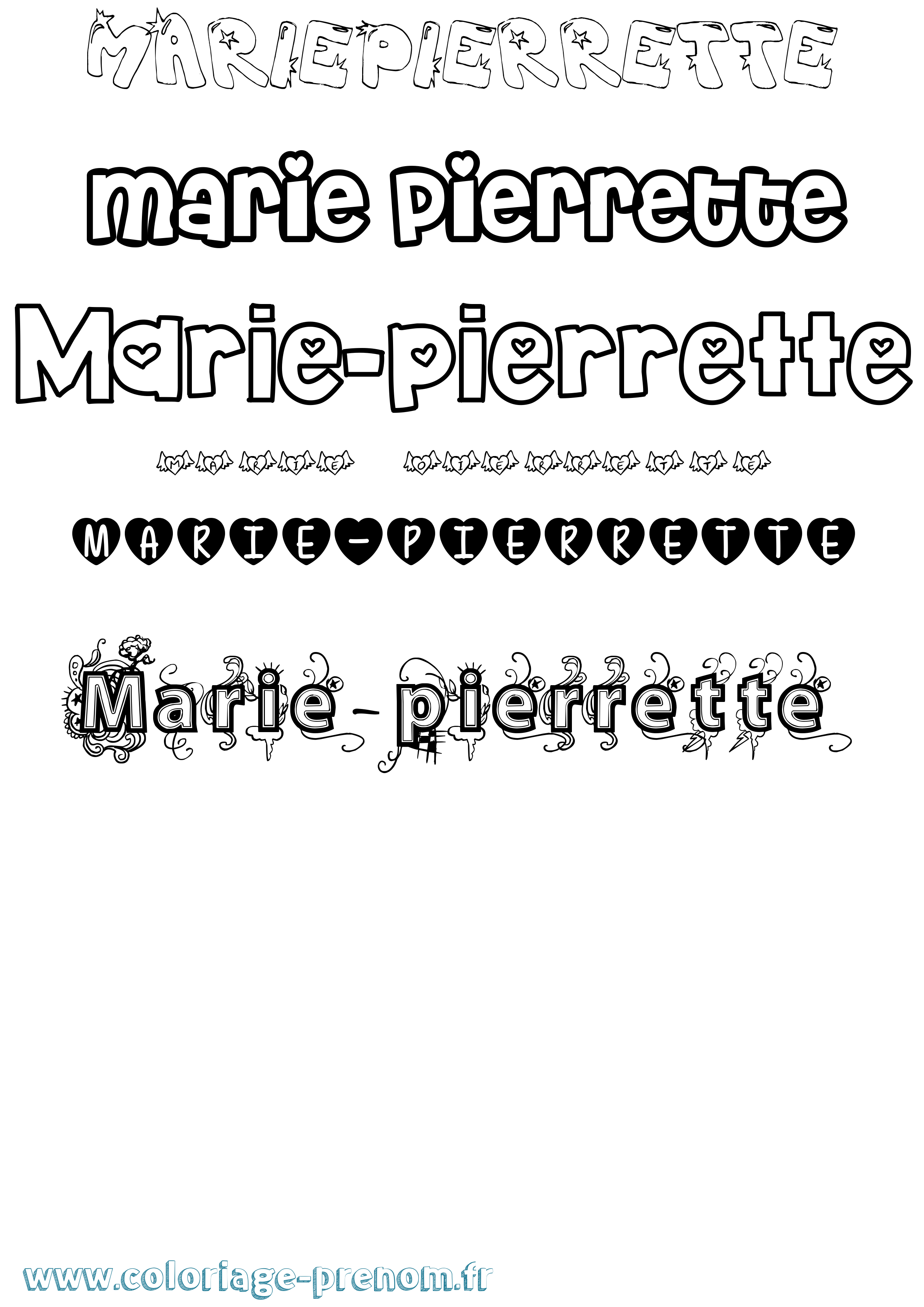 Coloriage Marie-Pierrette Girly Coloriage prénom Marie-Pierrette Girly