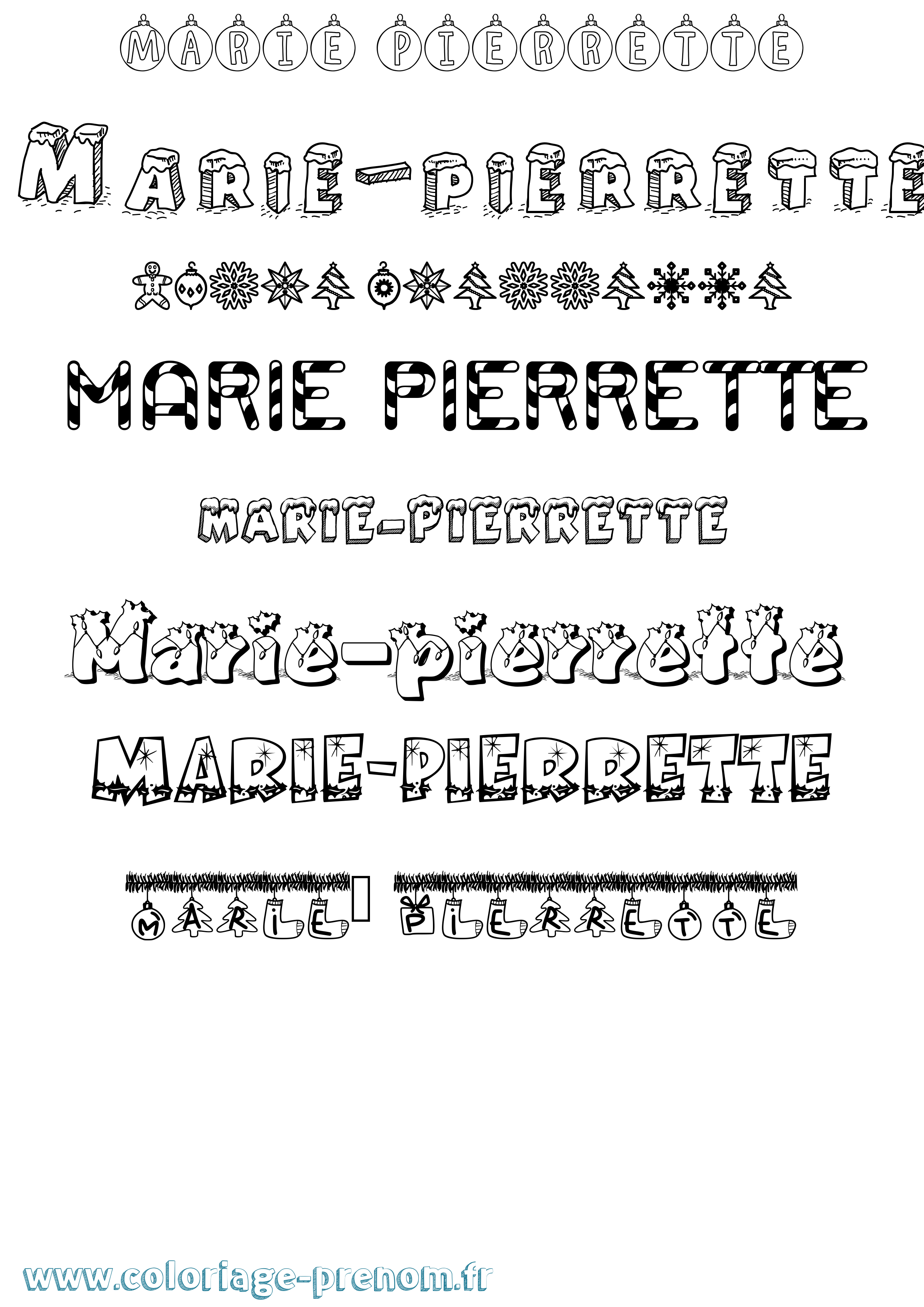 Coloriage Marie-Pierrette Noël Coloriage prénom Marie-Pierrette Noël