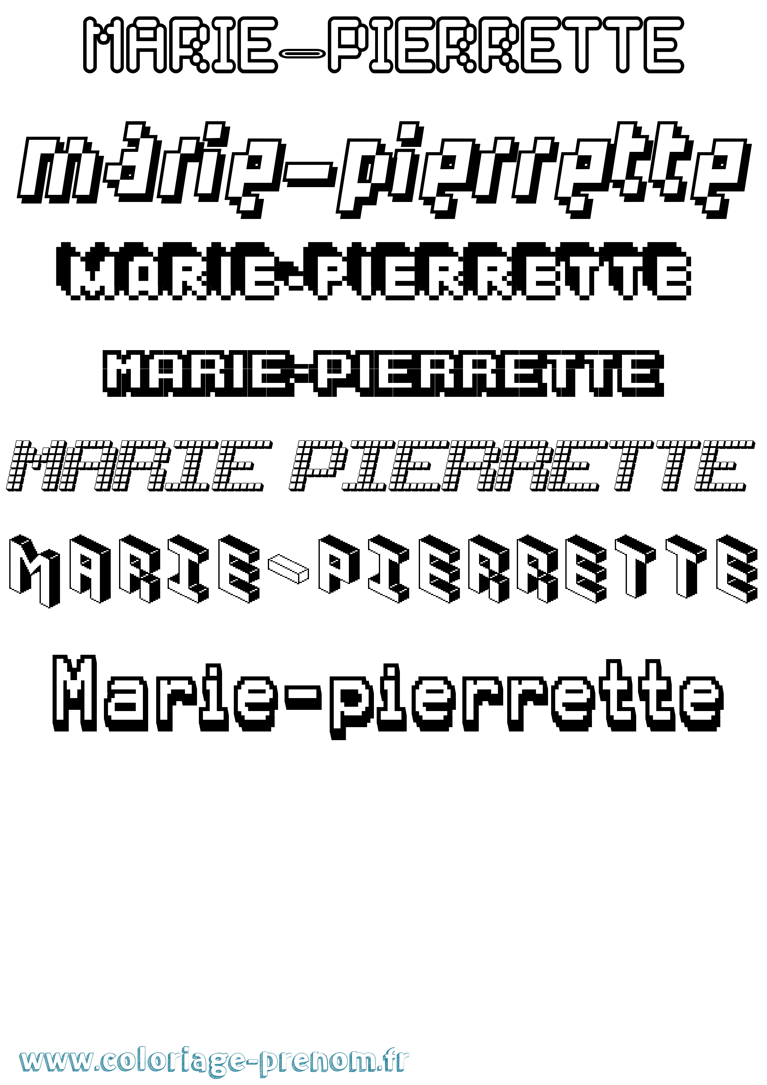 Coloriage Marie-Pierrette Pixel Coloriage prénom Marie-Pierrette Pixel