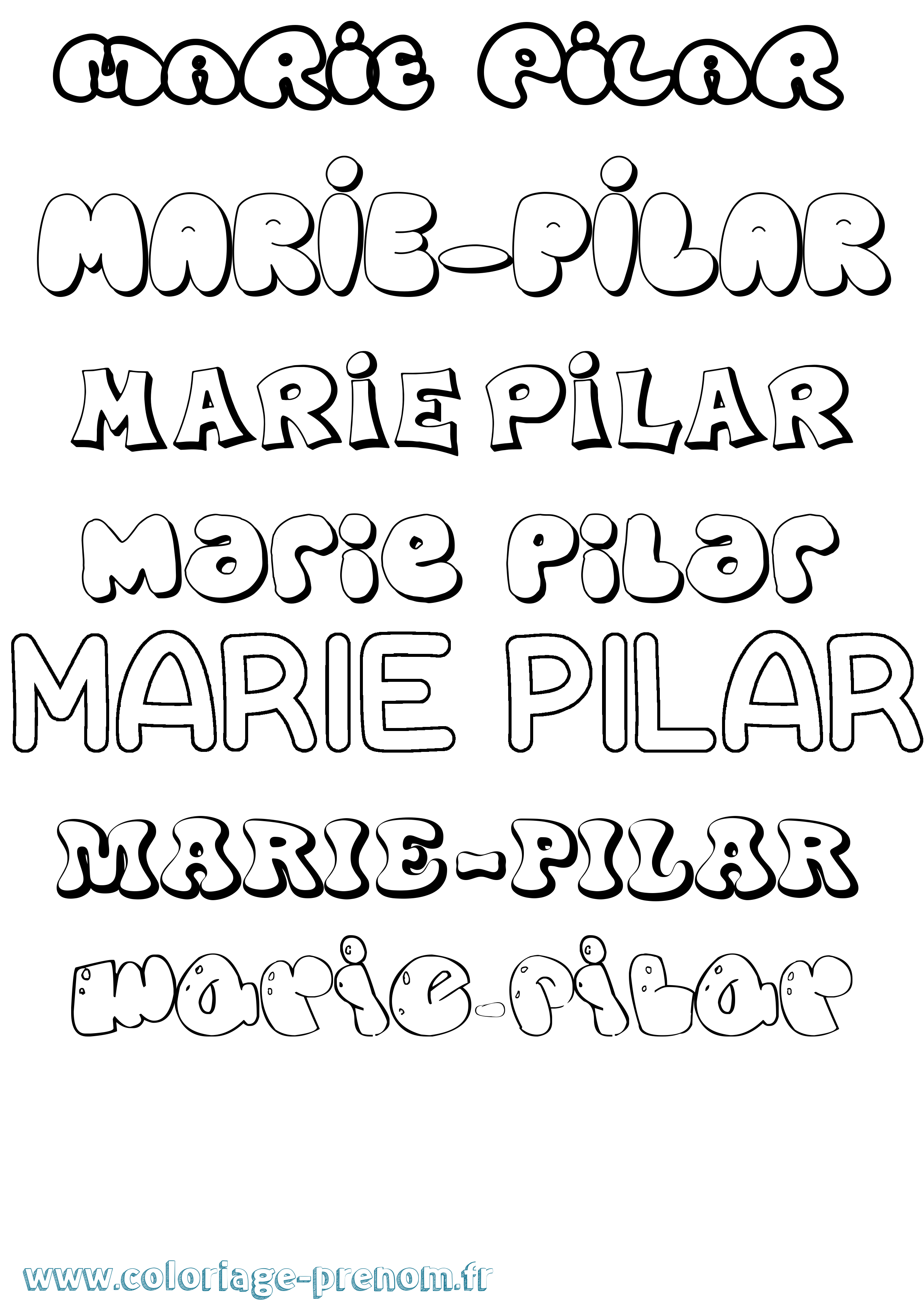 Coloriage Marie-Pilar Bubble Coloriage prénom Marie-Pilar Bubble