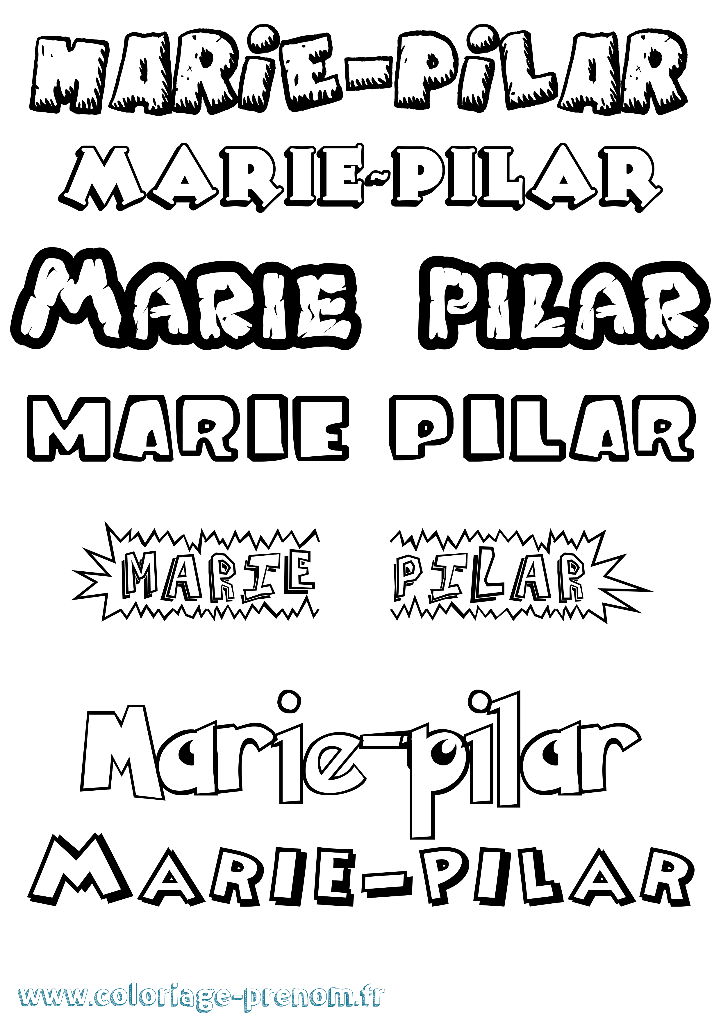 Coloriage Marie-Pilar Dessin Animé Coloriage prénom Marie-Pilar Dessin Animé
