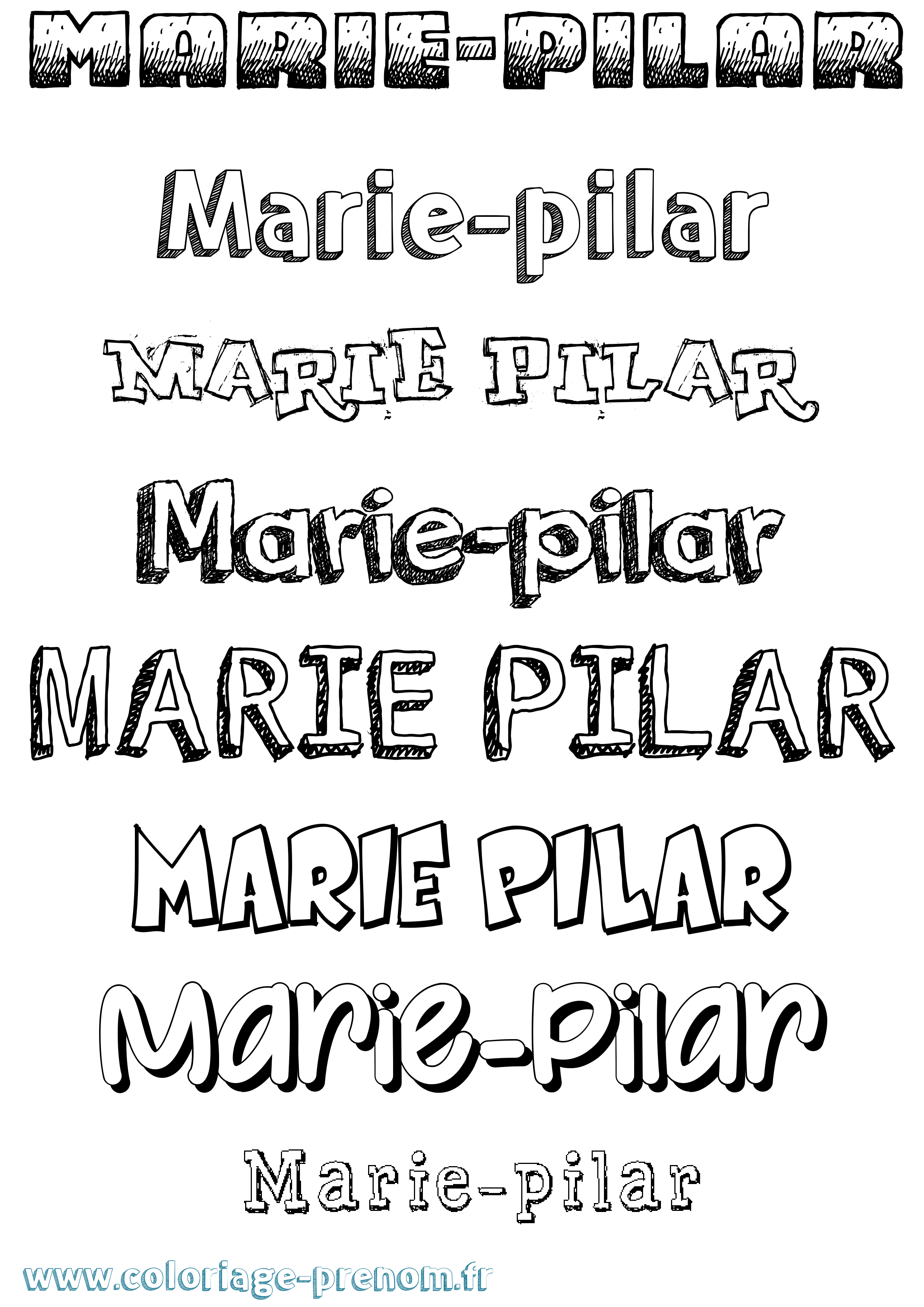 Coloriage Marie-Pilar Dessiné Coloriage prénom Marie-Pilar Dessiné