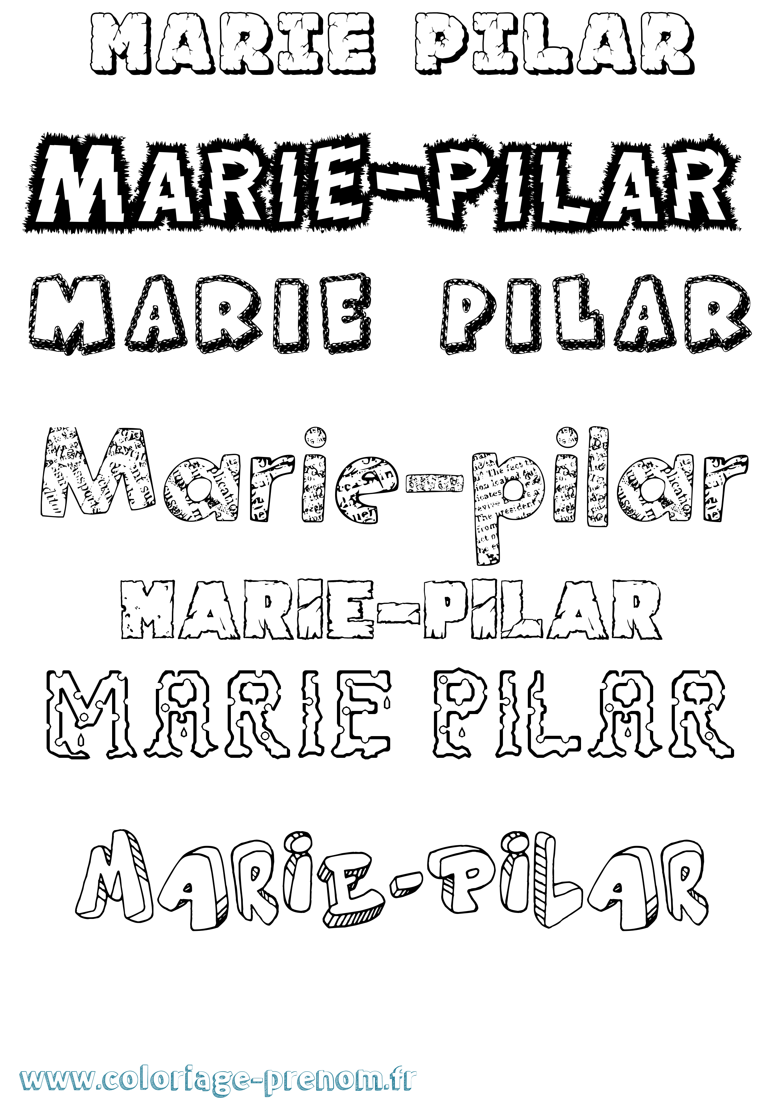 Coloriage Marie-Pilar Destructuré Coloriage prénom Marie-Pilar Destructuré