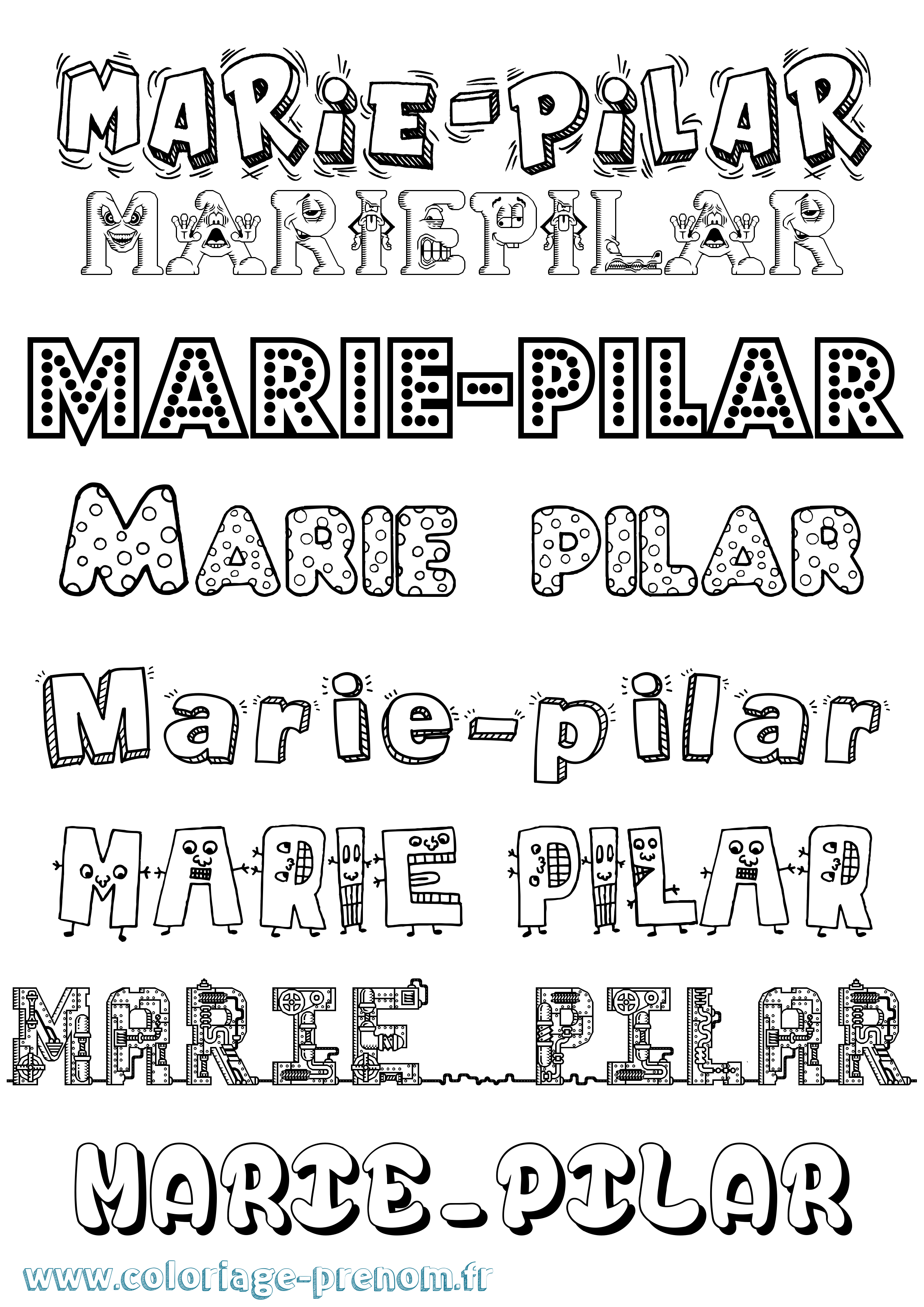 Coloriage Marie-Pilar Fun Coloriage prénom Marie-Pilar Fun