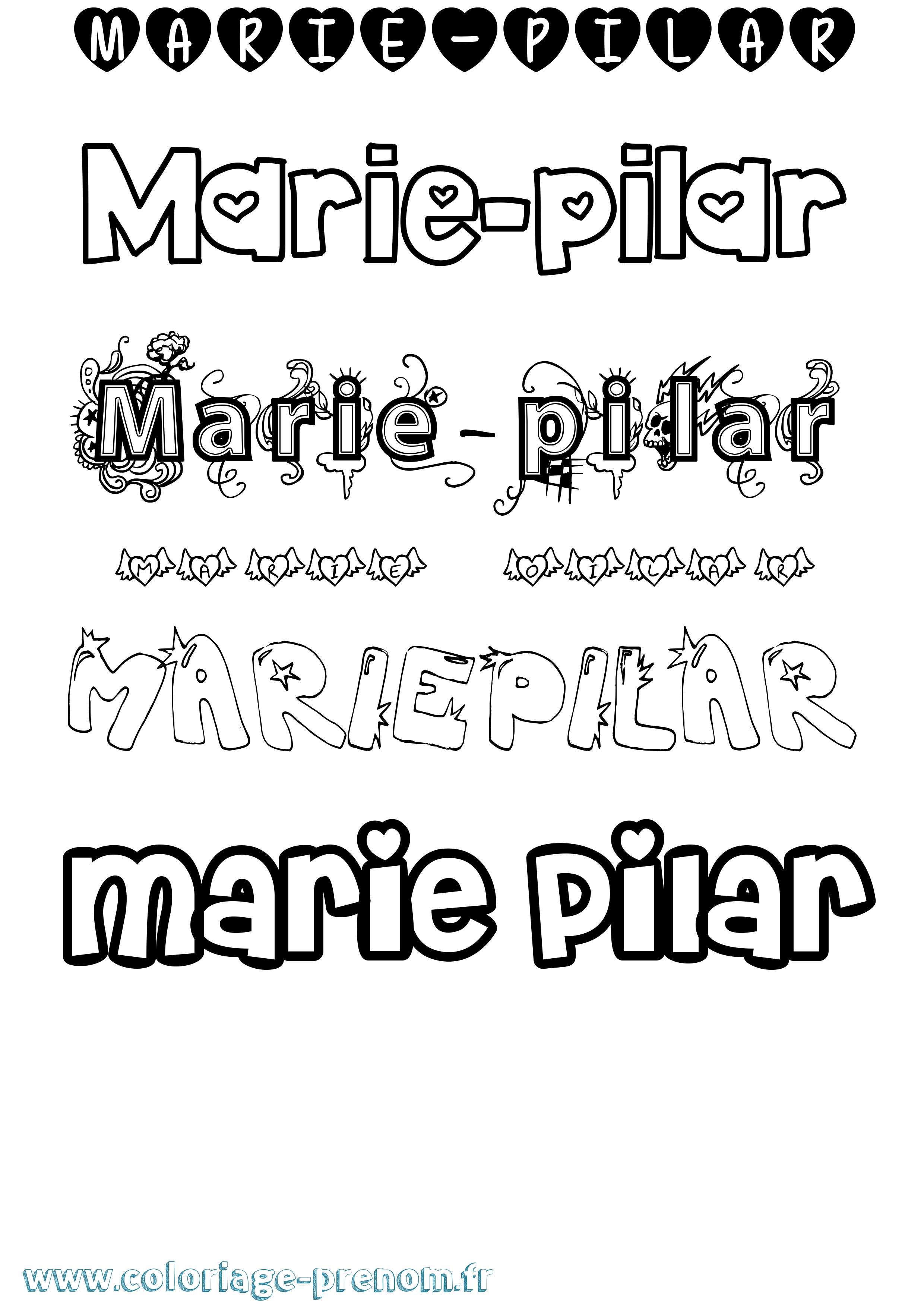 Coloriage Marie-Pilar Girly Coloriage prénom Marie-Pilar Girly