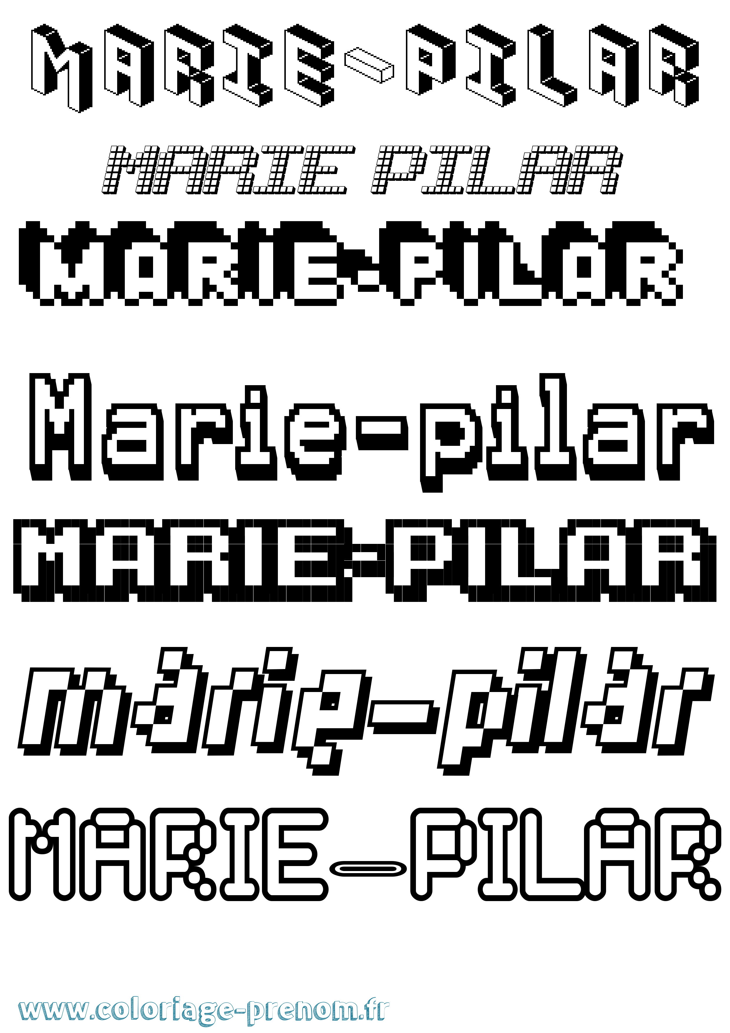 Coloriage Marie-Pilar Pixel Coloriage prénom Marie-Pilar Pixel