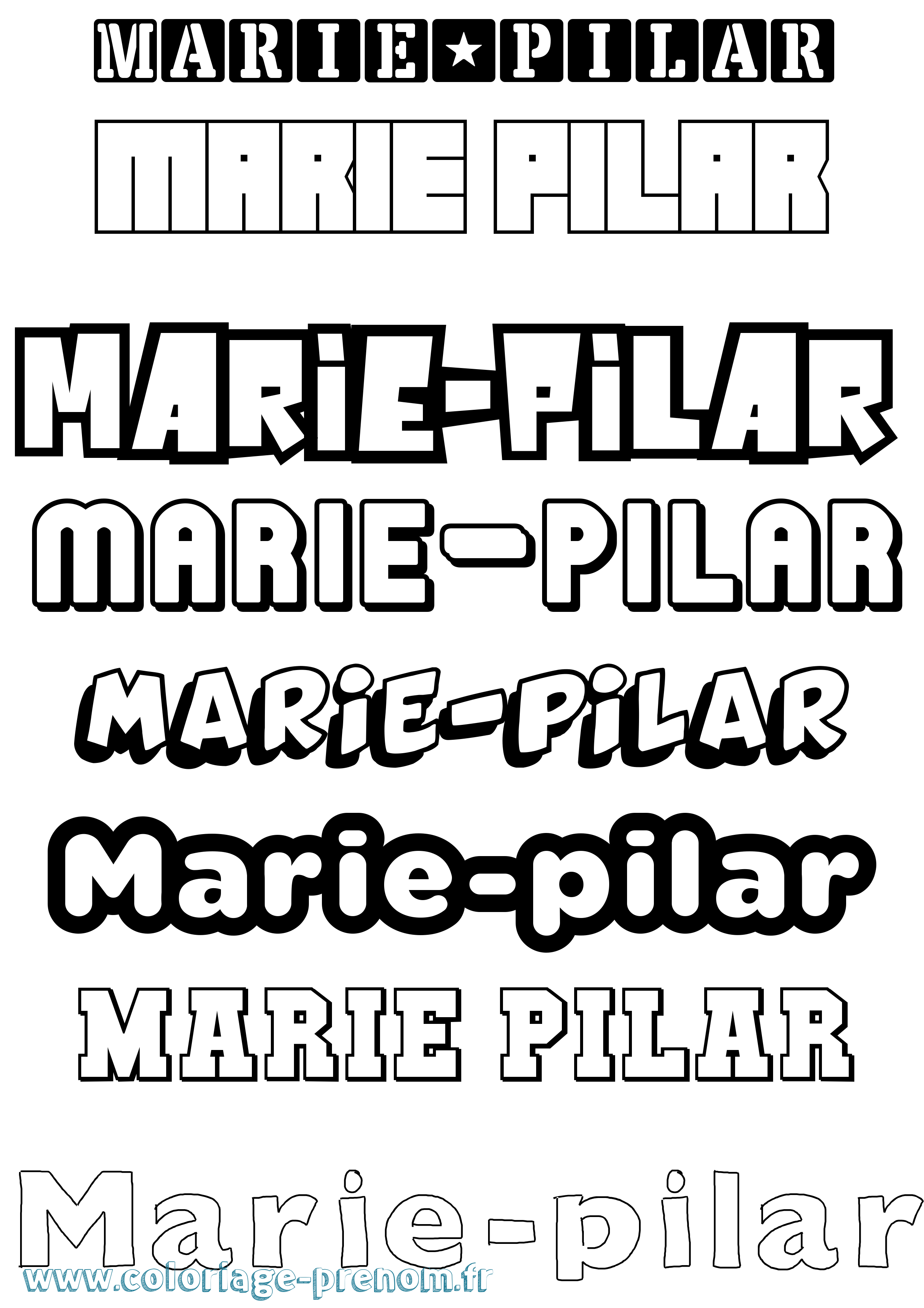 Coloriage Marie-Pilar Simple Coloriage prénom Marie-Pilar Simple