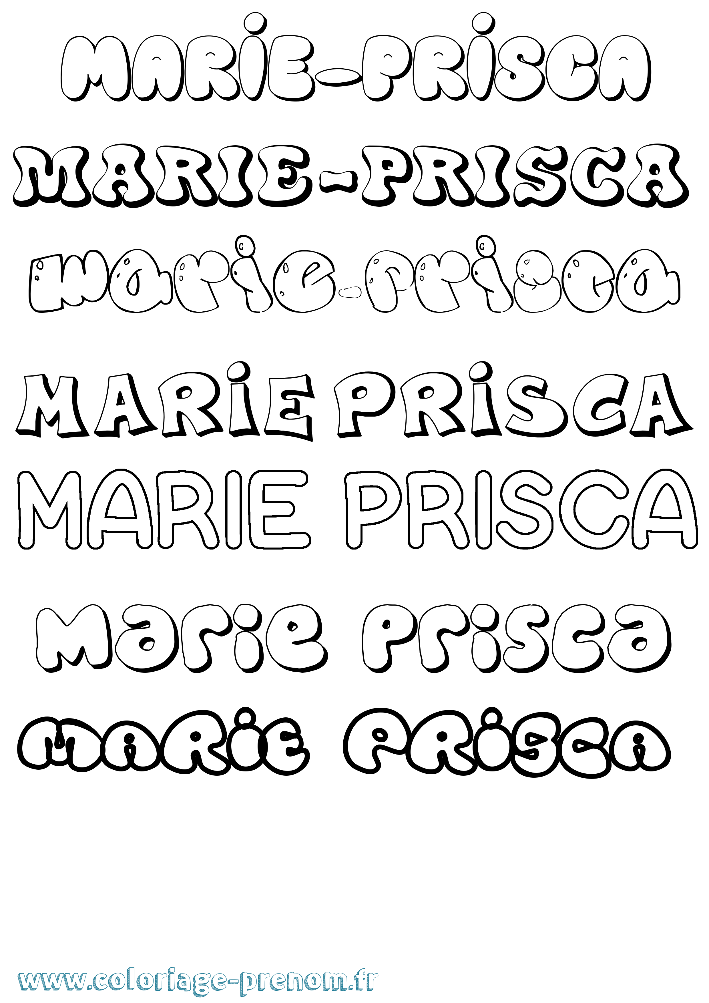 Coloriage Marie-Prisca Bubble Coloriage prénom Marie-Prisca Bubble