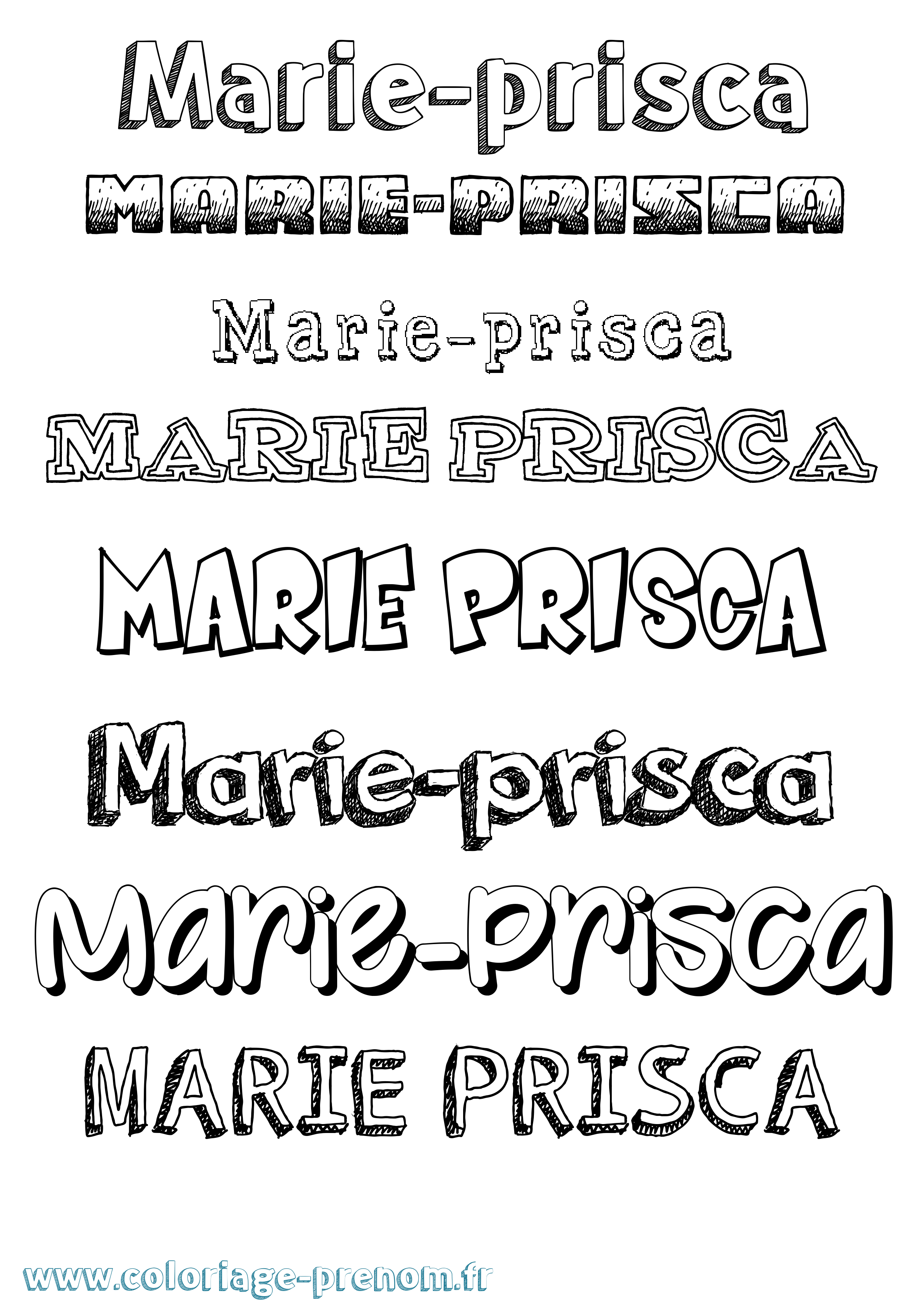 Coloriage Marie-Prisca Dessiné Coloriage prénom Marie-Prisca Dessiné