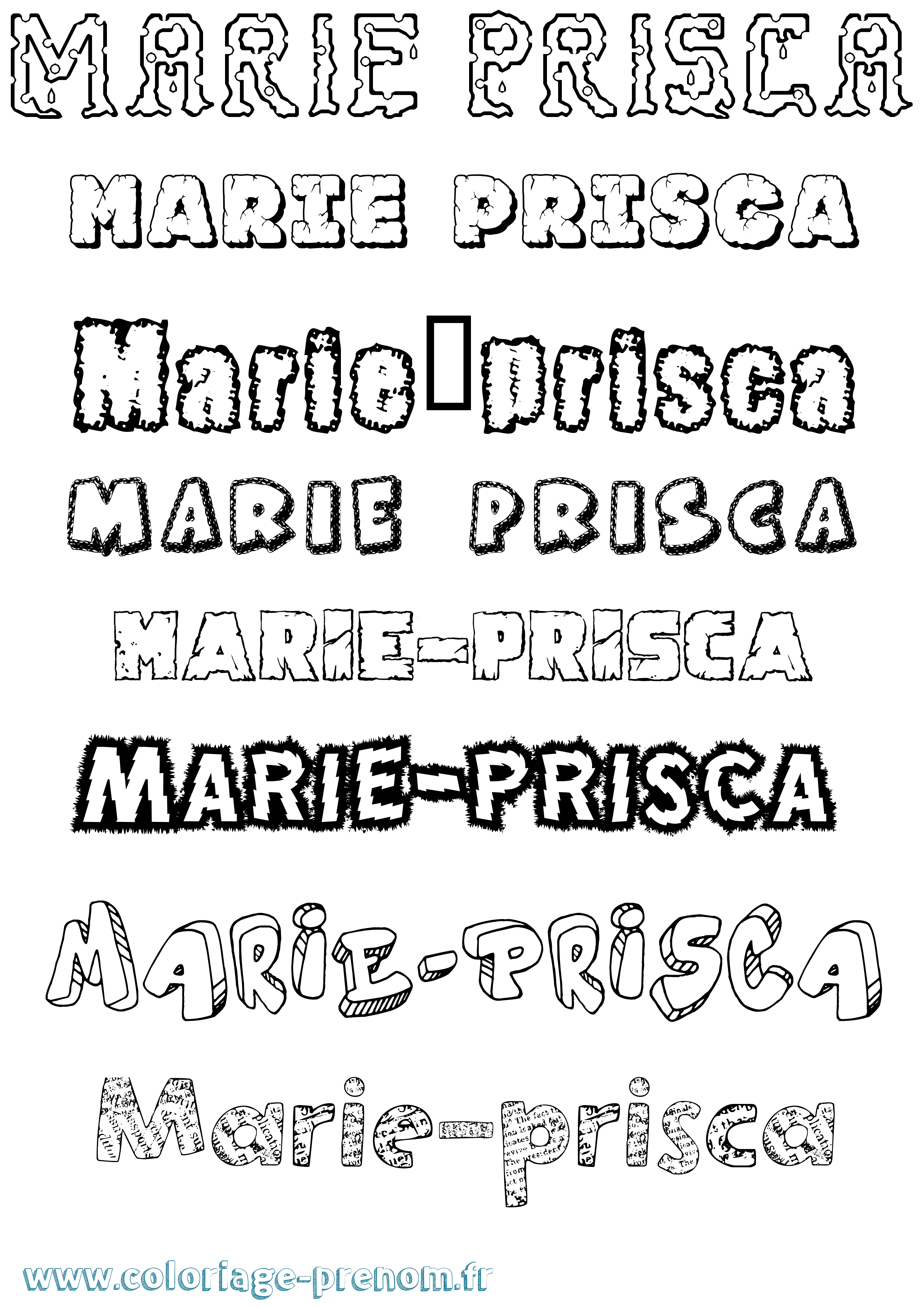 Coloriage Marie-Prisca Destructuré Coloriage prénom Marie-Prisca Destructuré