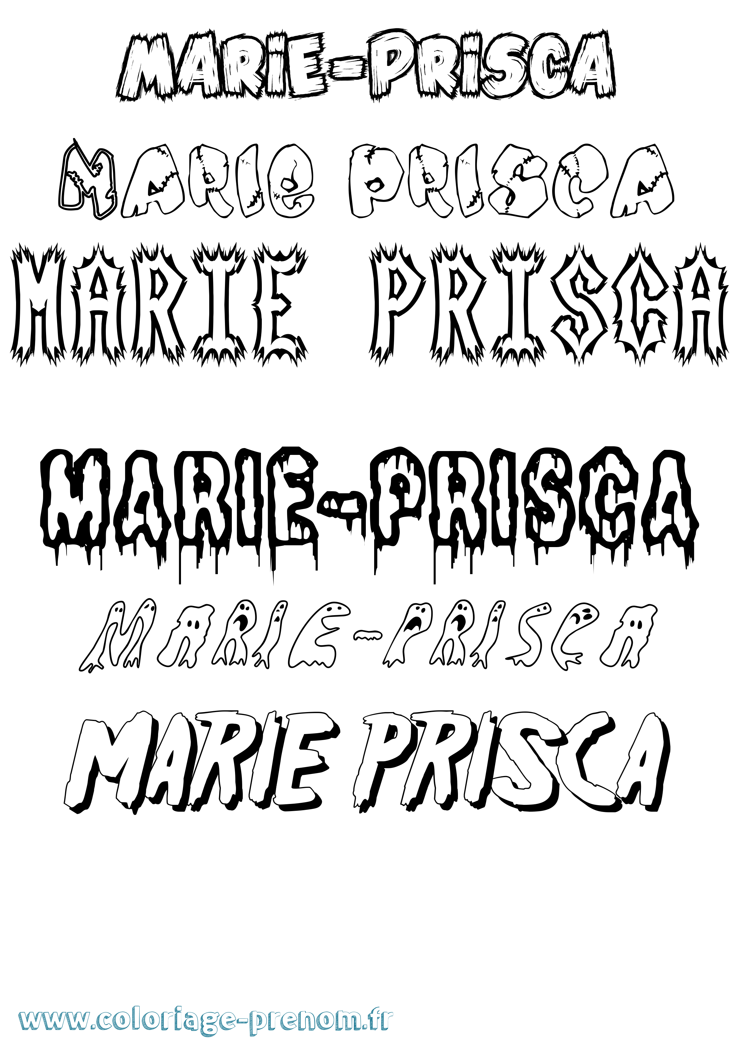 Coloriage Marie-Prisca Frisson Coloriage prénom Marie-Prisca Frisson